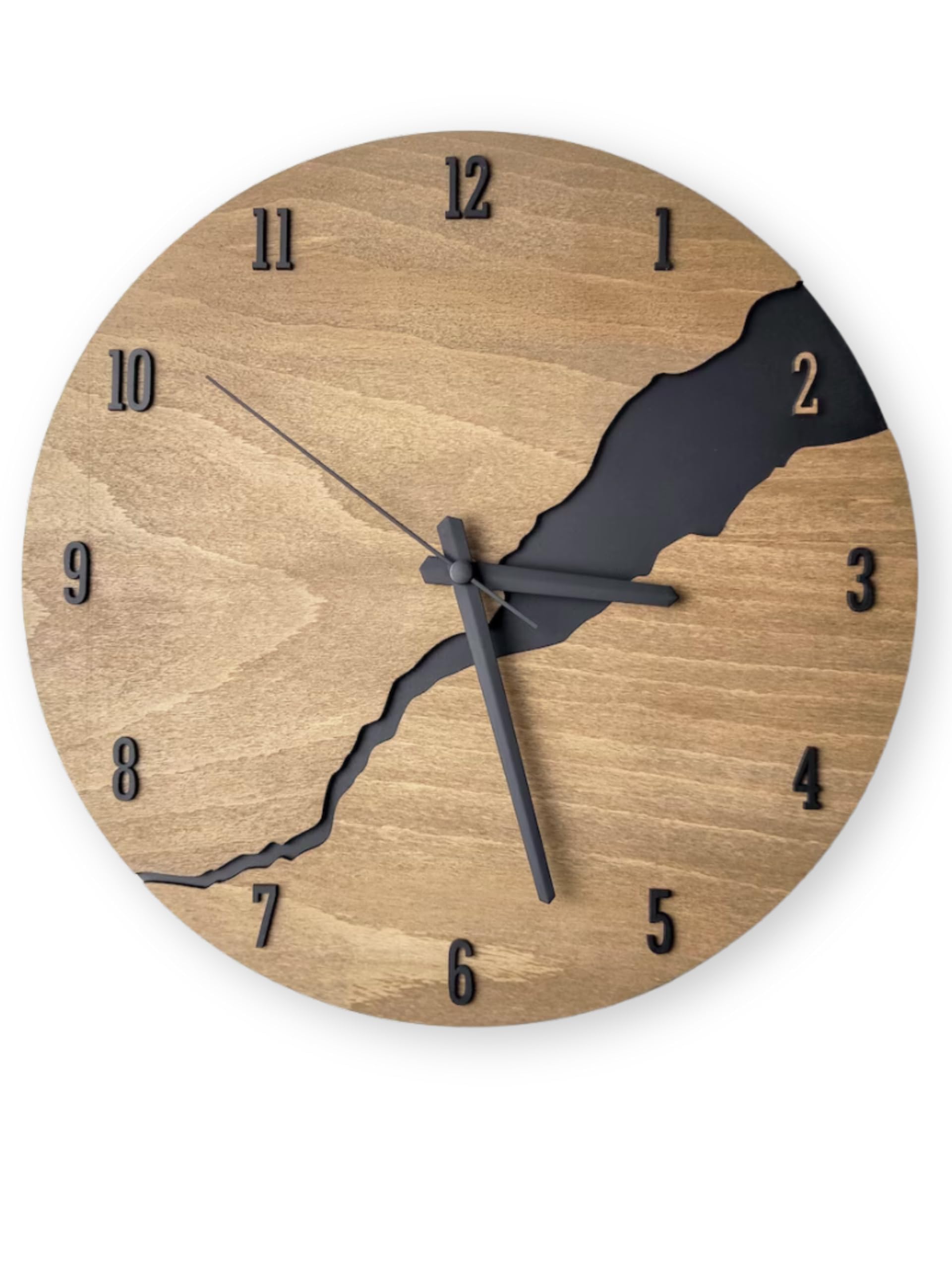 DECORAY Orologio da Parete in Legno Moderno 30 cm – Design Silenzioso e Decorativo con Numeri 3D | Orologio da Muro Elegante per Cucina, Soggiorno, Camera o Ufficio – Orologio Minimal