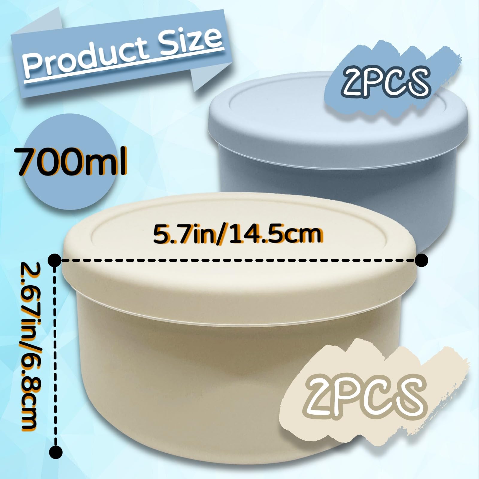4 cajas de masa para pizza con una capacidad de 350 g de masa, caja de masa para pizza con tapa en beige y gris azulado