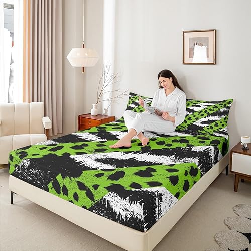 Miniatura 9 de Sábana bajera ajustable con estampado de leopardo marrón, decoración de lujo para habitación de niños y niñas, funda de cama abstracta de piel de