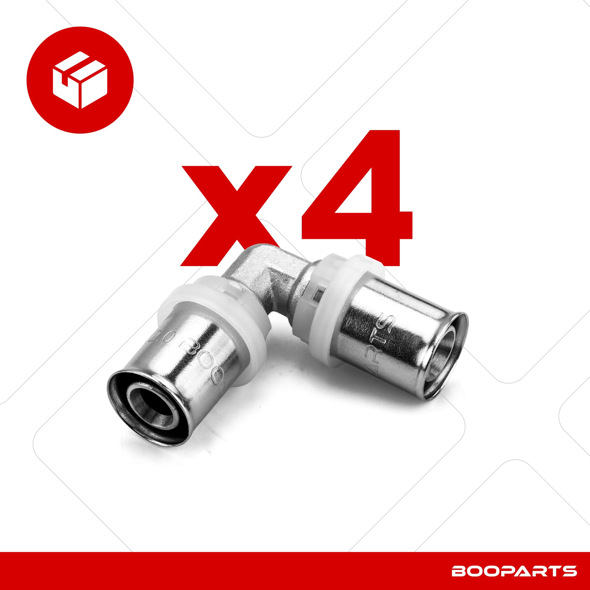 4 piezas - codo multicapa para engastar Ø16-Ø16 contorno TH - acople para prensar multicapa - conector para prensar multicapa - anillo de acero inoxidable codo de unión igual a engarzar.