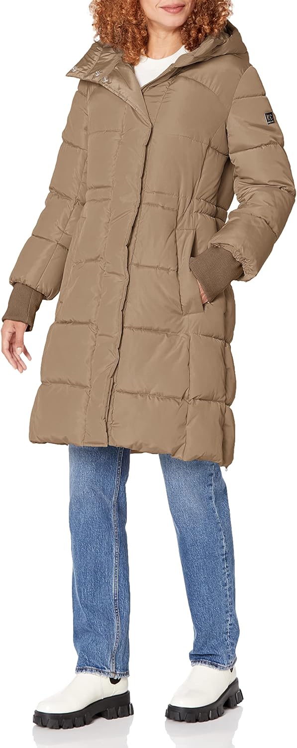 Kenneth Cole Women's Mixed Quilted Down Alternative Puffer Coat