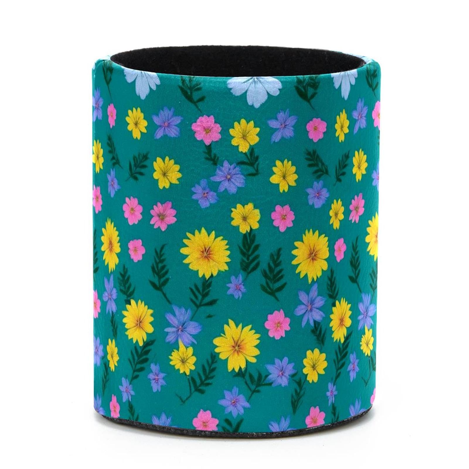 VAPOKF Round Pencil Holders for Desk, Aesthetic Flower Pen Holders Pen Pot Makeup Brushes Storage Desktop Stationery Supplies Organiser for Home Office