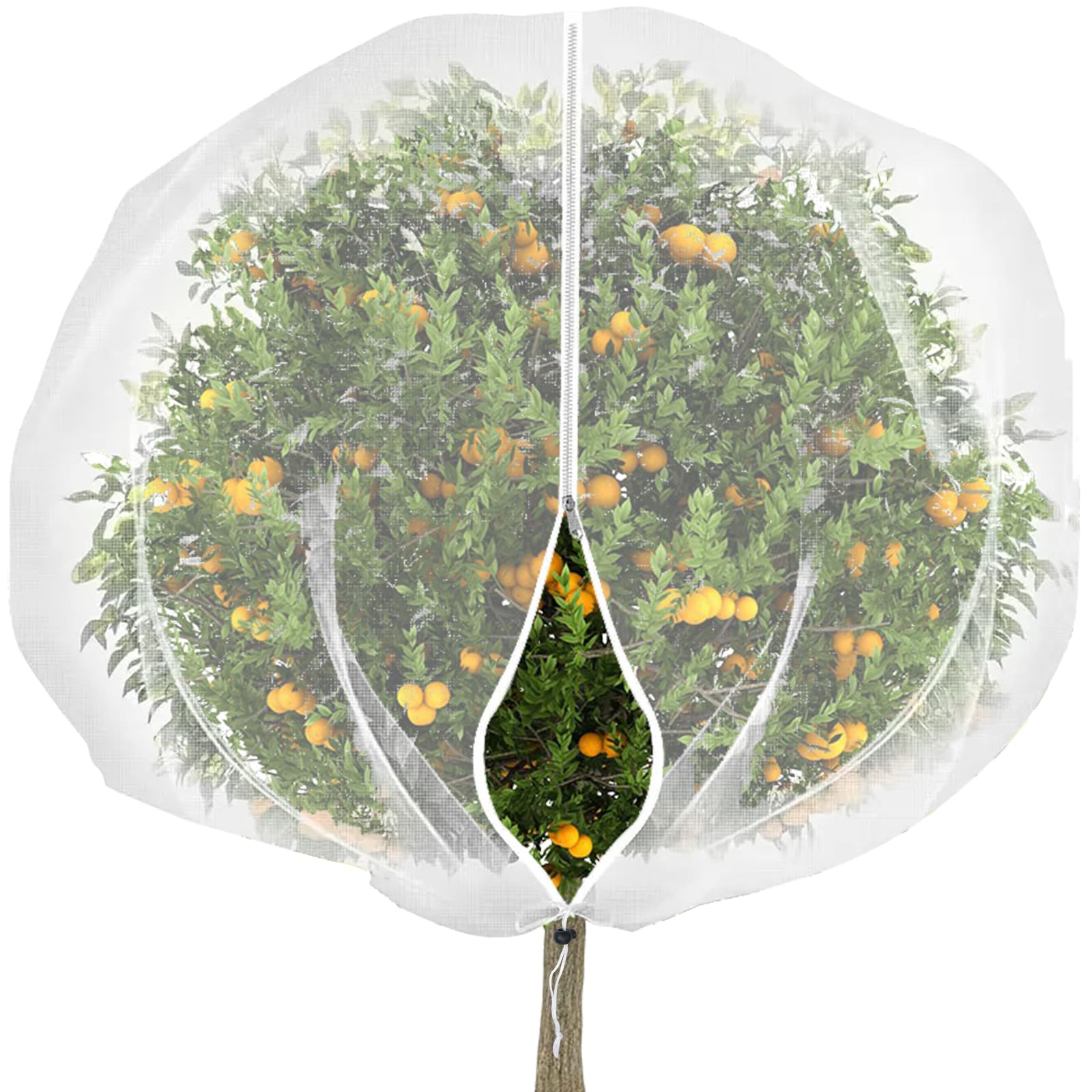 Lhnndm White 1 Pack 2.4 X 2.4M Insect Netting Bag With Zipper And Drawstring, Blueberry Bushes Cover Mesh Garden Plant Netting Bags For Protecting Fruit Plants From Insects, Birds, And Other Animals. (1)