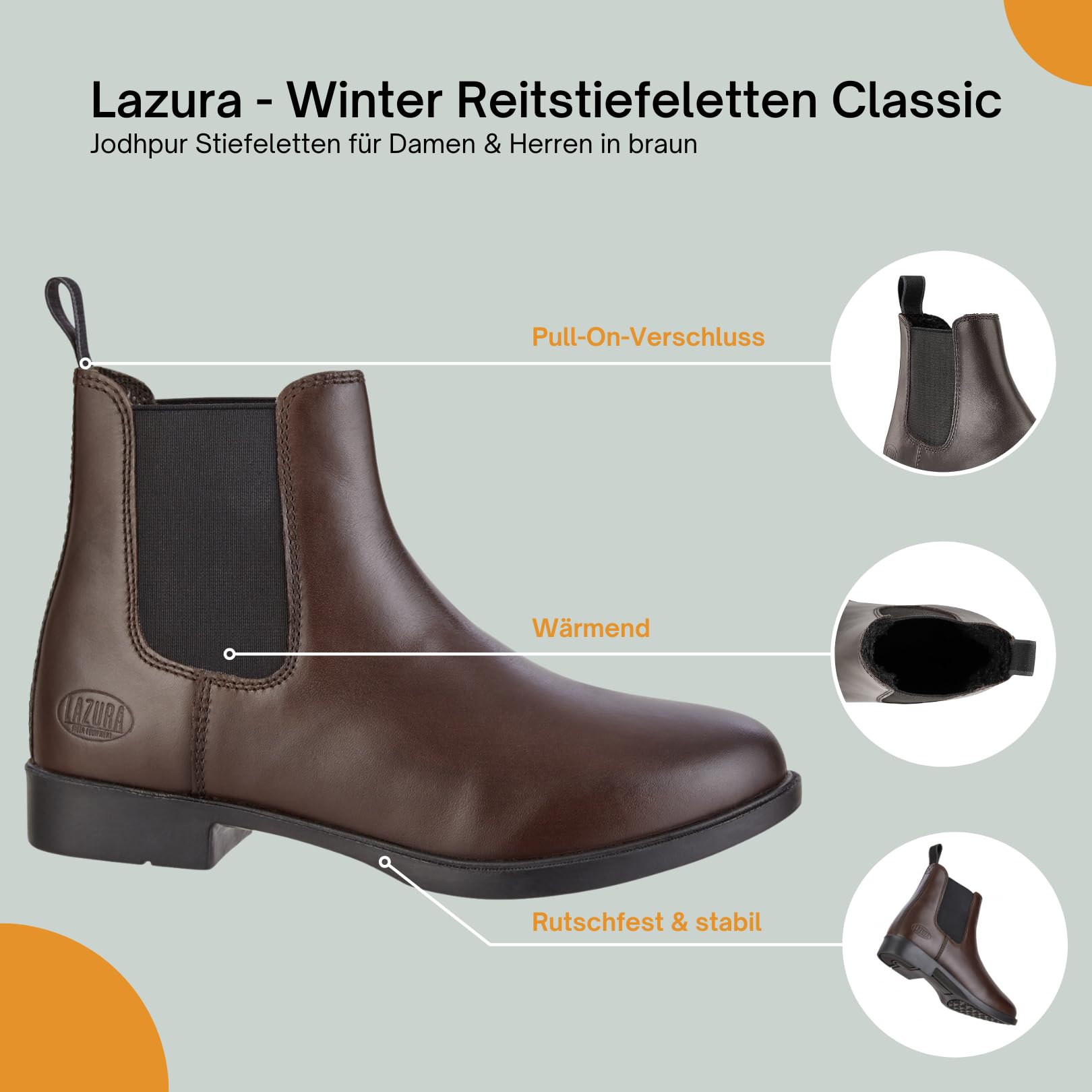 Lazura - Jodhpur Winter Reitstiefeletten Classic – Gr. 36-45