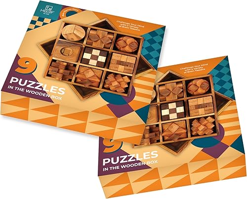 Miniatura 9 de Juegos divertidos para adultos rompecabezas de madera 3D rompecabezas de cerebro y juegos educativos en juego de 9 rompecabezas de madera a