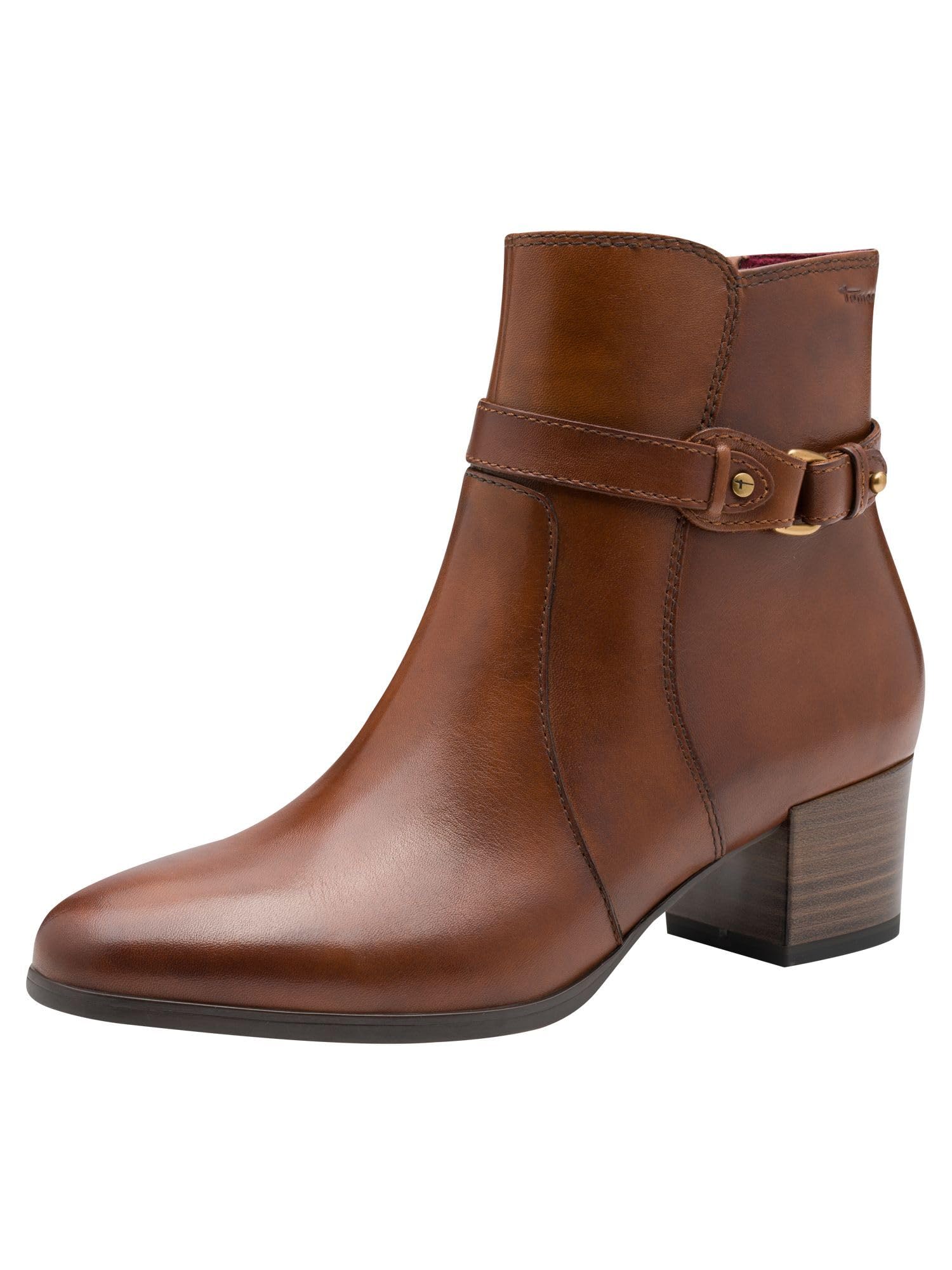 Tamaris Women's Boot Heel 1-25373-45 Ankle Boots, Cognac, 37 EU, Cognac, 5 UK