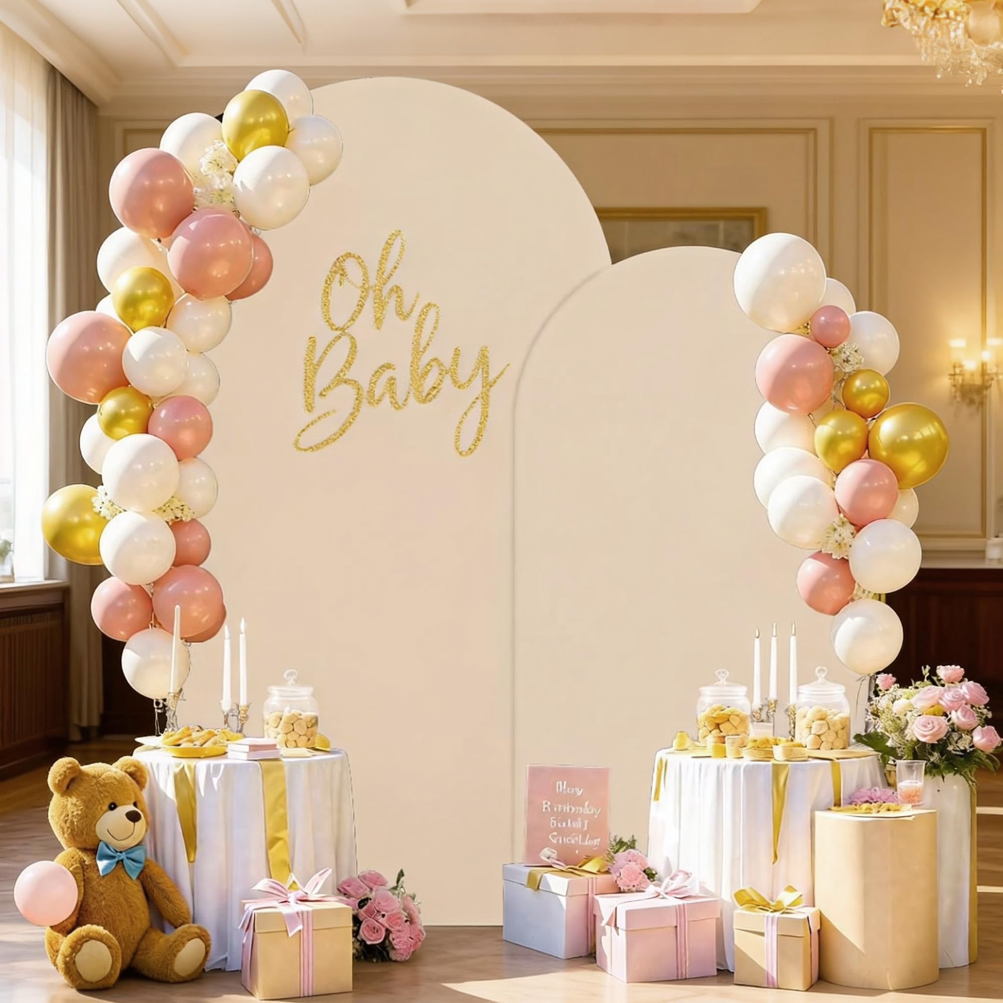 Copertura per arco nuziale | Copertura per sfondo arco nuziale Copertura per telaio arco | Adatta per matrimoni, feste di compleanno, cerimoni (Beige, 6.6FT)