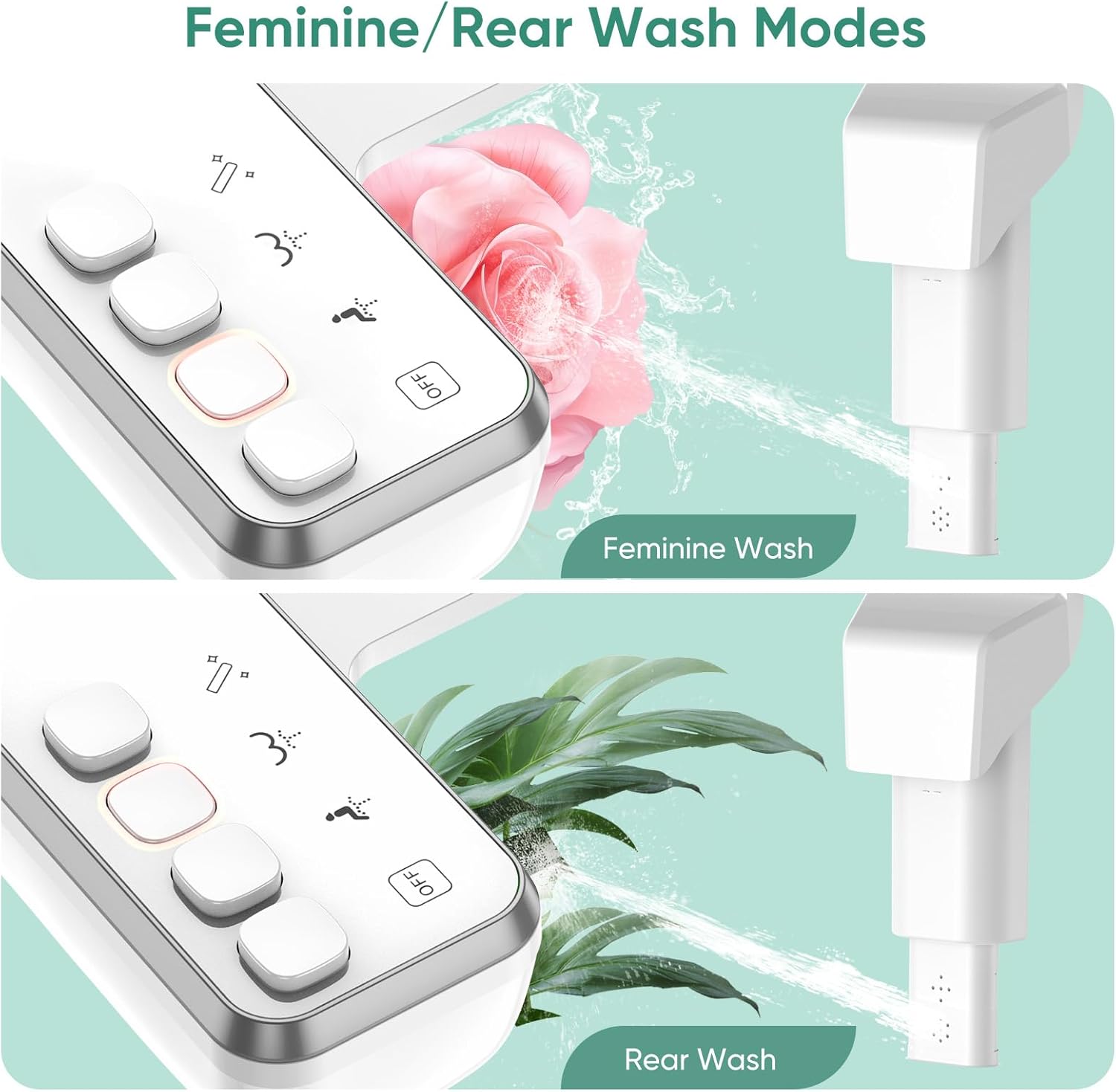 Bidet Attachment for Toilet, Non-Electric Cold Water Bidet Toilet Seat Attachment with Pressure Controls, Self-Cleaning, for Frontal & Rear Wash, White