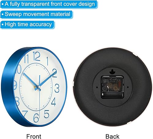 Miniatura 4 de PATIKIL Reloj de pared de 8 pulgadas, funciona con pilas, silencioso y moderno reloj de pared redondo sin tictac para decoración de cocina, oficina,