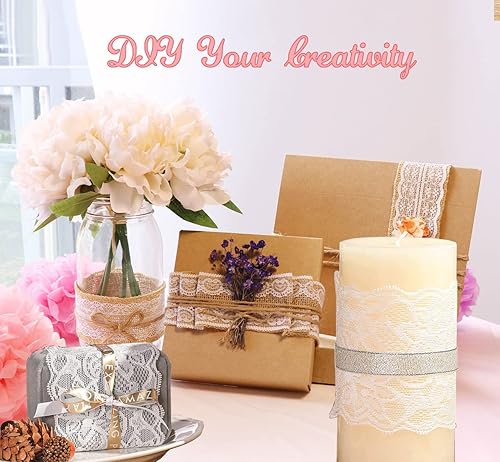 Miniatura 7 de Cinta de encaje blanco con ribete de encaje floral de 10 yardas y 3 pulgadas para accesorios de ropa y decoración rústica de boda nupcial