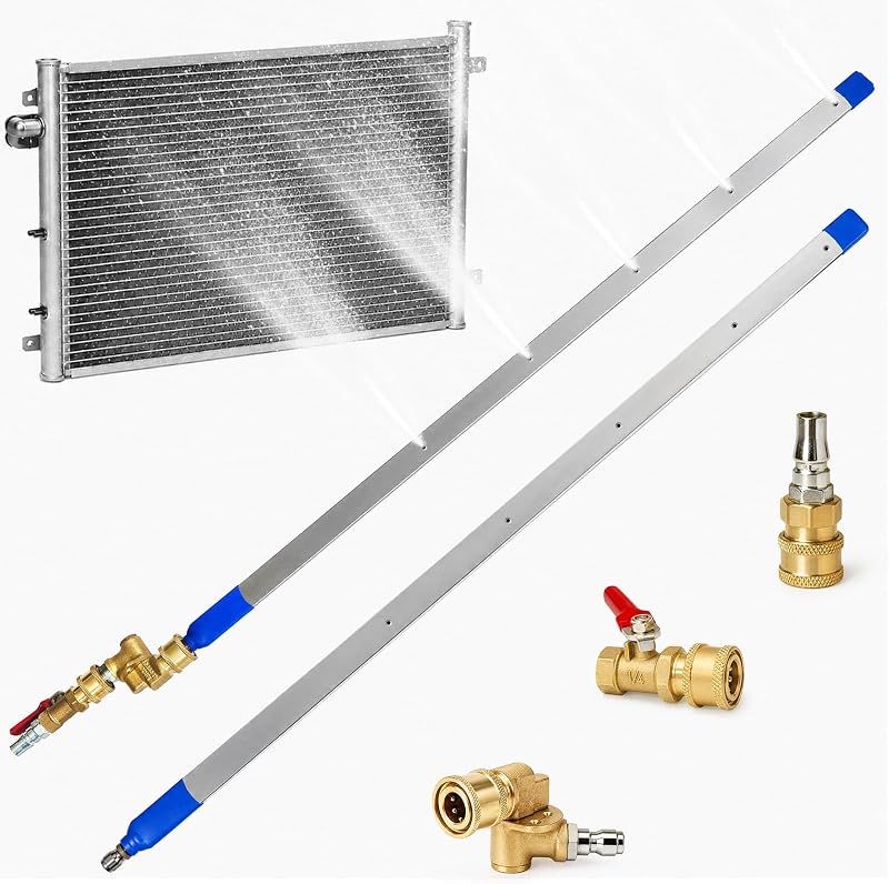 40" Radiator Cleaning Wand, Narrow Gap Cleaner with Dual Water & Air Use | 25° Fan Spray Stainless Steel Tool with 1/4" Quick Connect, Cleans Radiators & Condensers for Cars, Trucks and Equipment