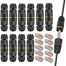 Linkstyle 10-Pack IP68 Waterproof 2 Pin Electrical Cable Connector, Outdoor 2 Way Junction Box 4-10mm Adjustable Wire Box, with Replaceable 1 in 2 Out Lever Wire Connectors for AWG 28-12
