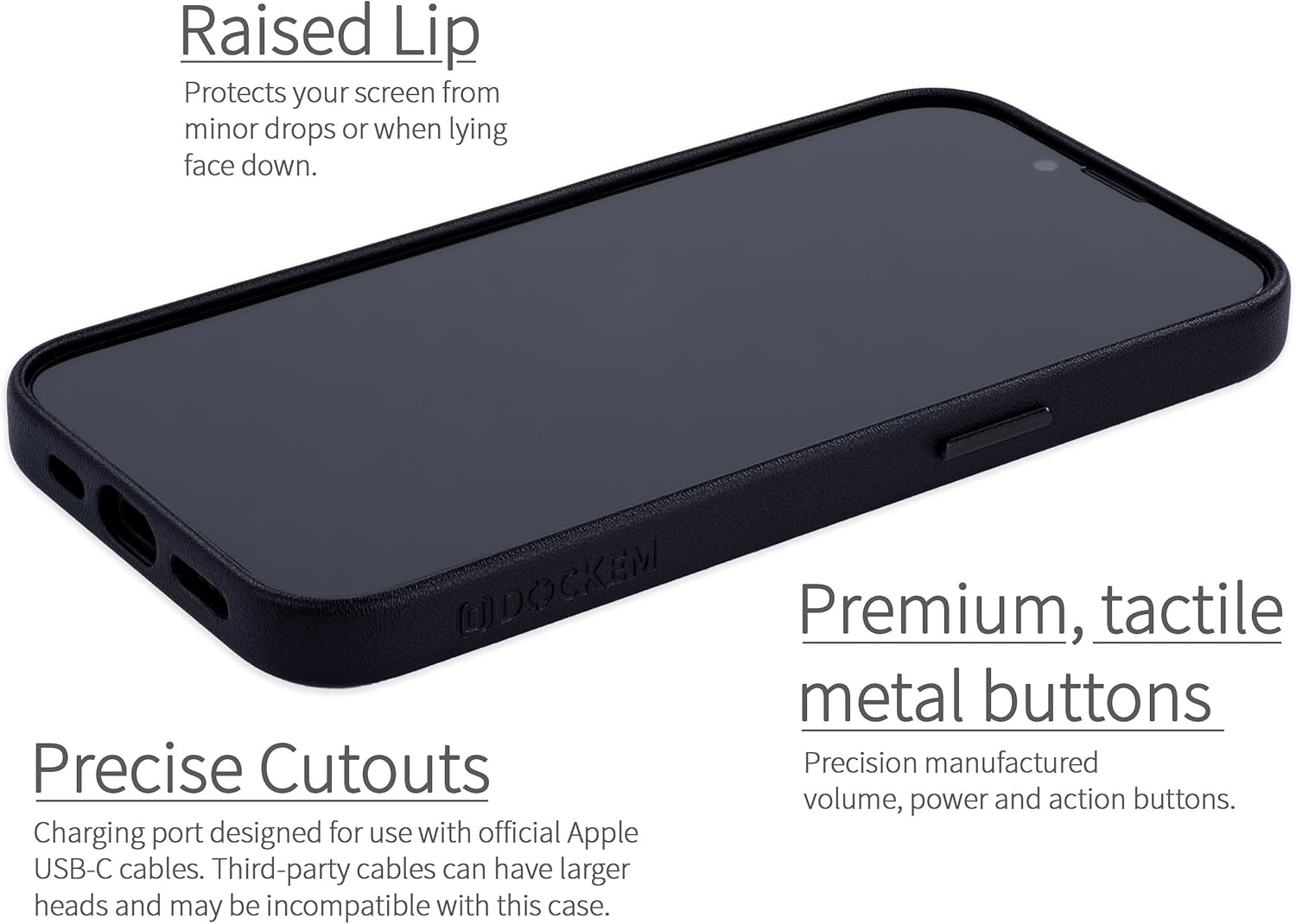 Dockem Apex Case for iPhone 17e, iPhone 16e - Slim Premium Synthetic Leather Phone Cover, Compatible with MagSafe (Apex, Black)