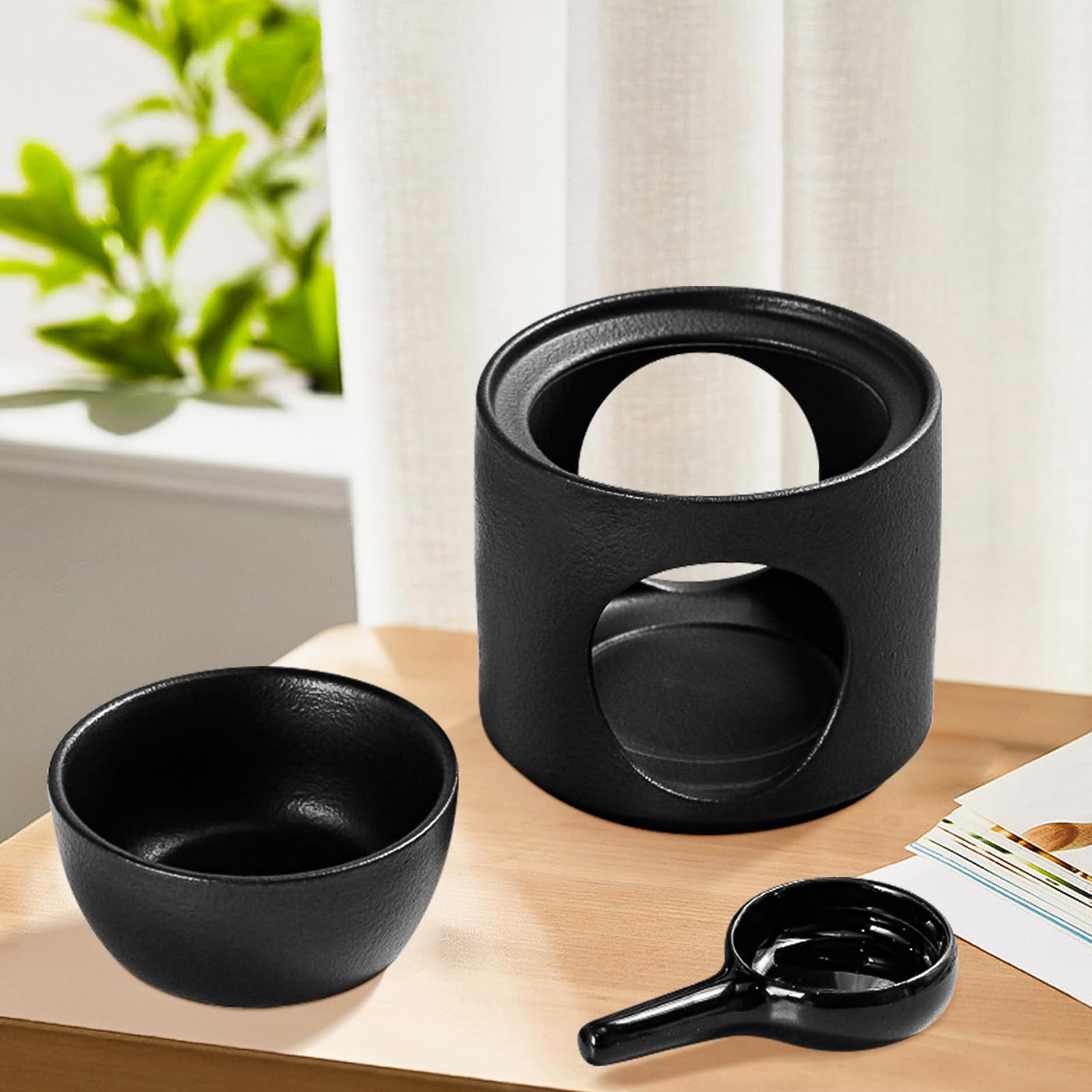 Lampada Profumata In Ceramica Con Motivo Floreale - Per Oli Essenziali E Cera (9 Cm)