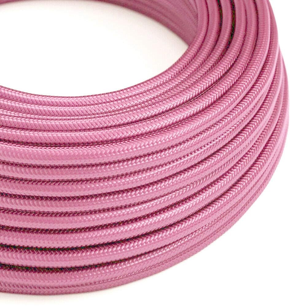 LEDSone 5 Meters Shiny Pink Vintage Braided Flexible Electrical Cable, 3 Core Round Fabric Covered Cable Wire for Multiple uses in Pendants Lights
