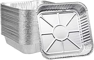 Aluminum Pan, 8x8 Aluminum Foil Pans Containers, 50-Pack Disposable Aluminum Tray for Baking, Cooking, Heating, Storing, Prepping Food