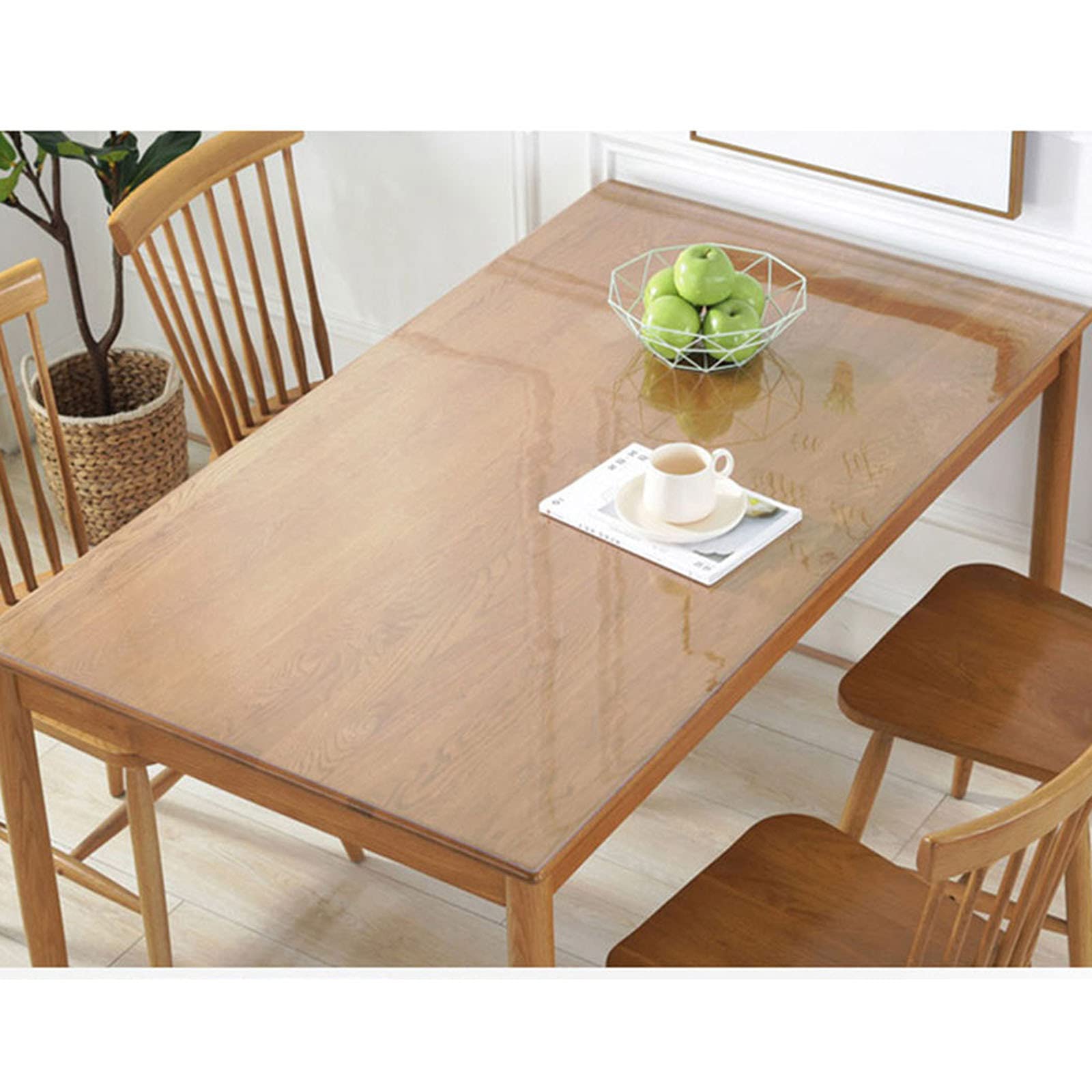 Nappe cristal transparent lavable durable et imperméable pour meuble rectangulaire