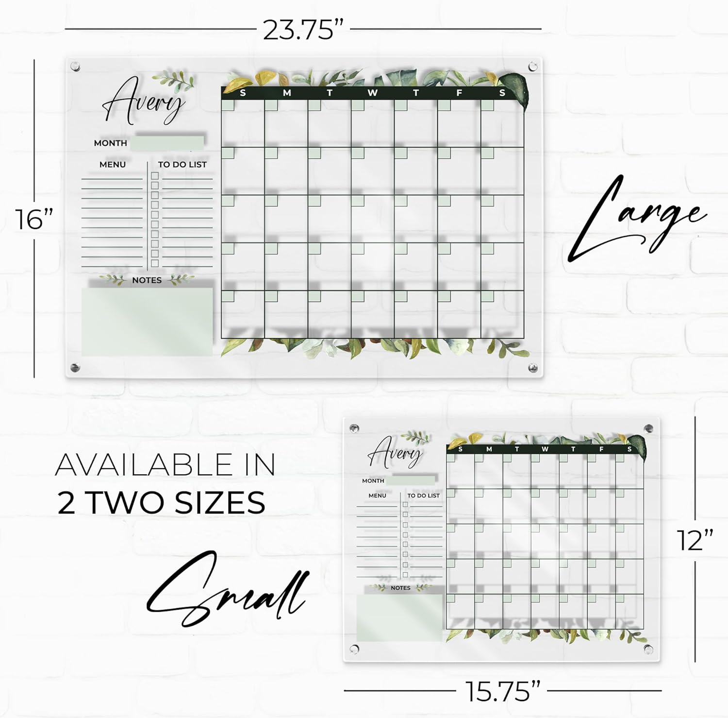 24"x16" Personalized Acrylic Wall Calendar 2024, Custom Acrylic Calendar for Wall, Custom Dry Erase Monthly Calendar for Home Decor and Family Gifts Variation (Design 6)