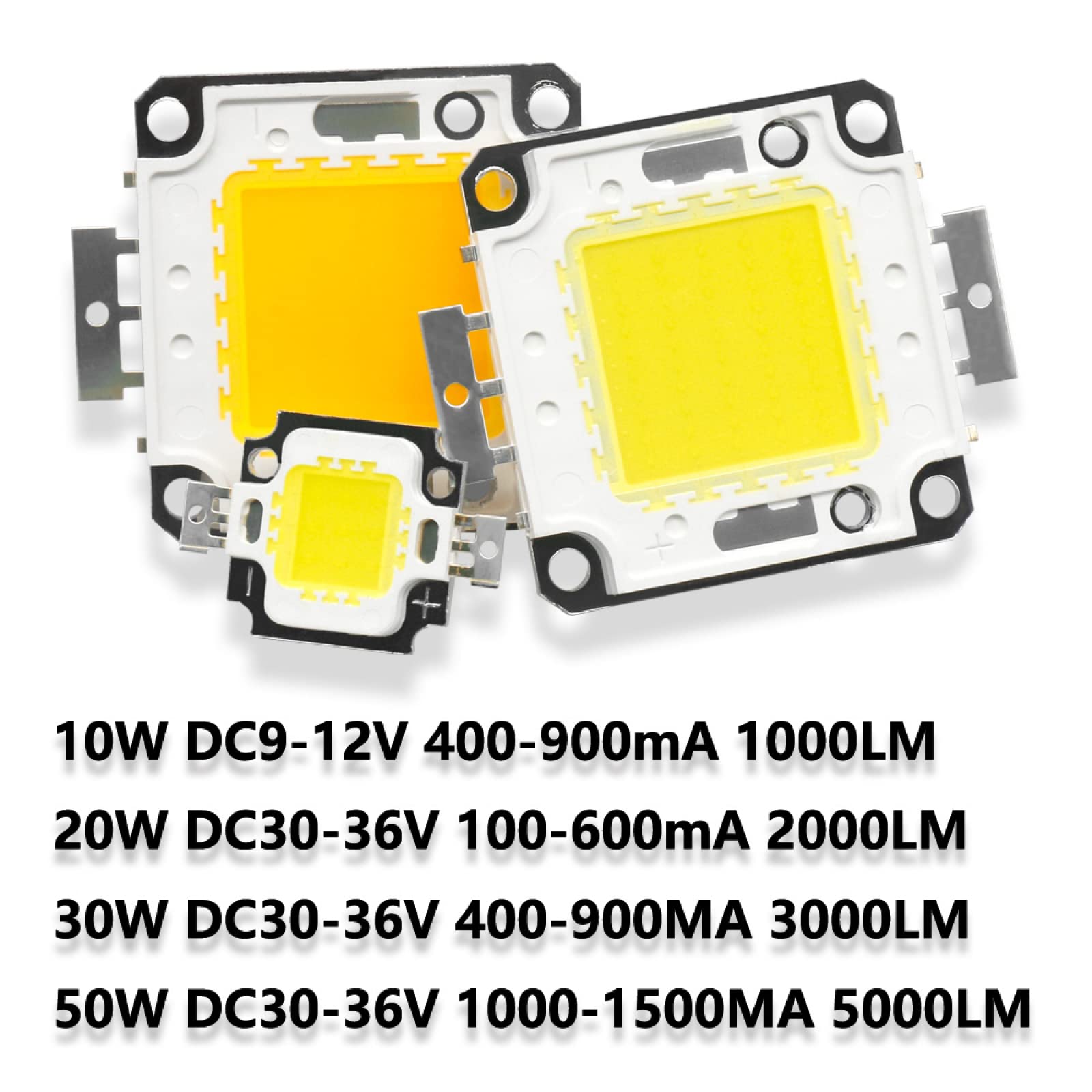4Pcs 10W 20W 30W 50W LED Chip SMD COB Lampada Perline DC9-12V DC30-36V HA CONDOTTO LA Luce Modulo FAI DA TE Accessori Per L'illuminazione Per Proiettore Faretto,Bianco Freddo,30 W