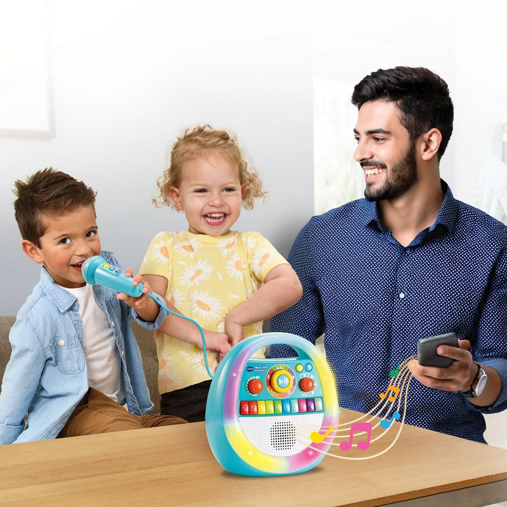 VTech Leapfrog Karaoke Infantil Music Kid, Juguetes Electrónicos Niños +2 Años, Bluetooth, Altavoz Interactivo, Asa Portátil, +40 Canciones y Melodías, Grabadora y Efectos de Voz, Versión ESP