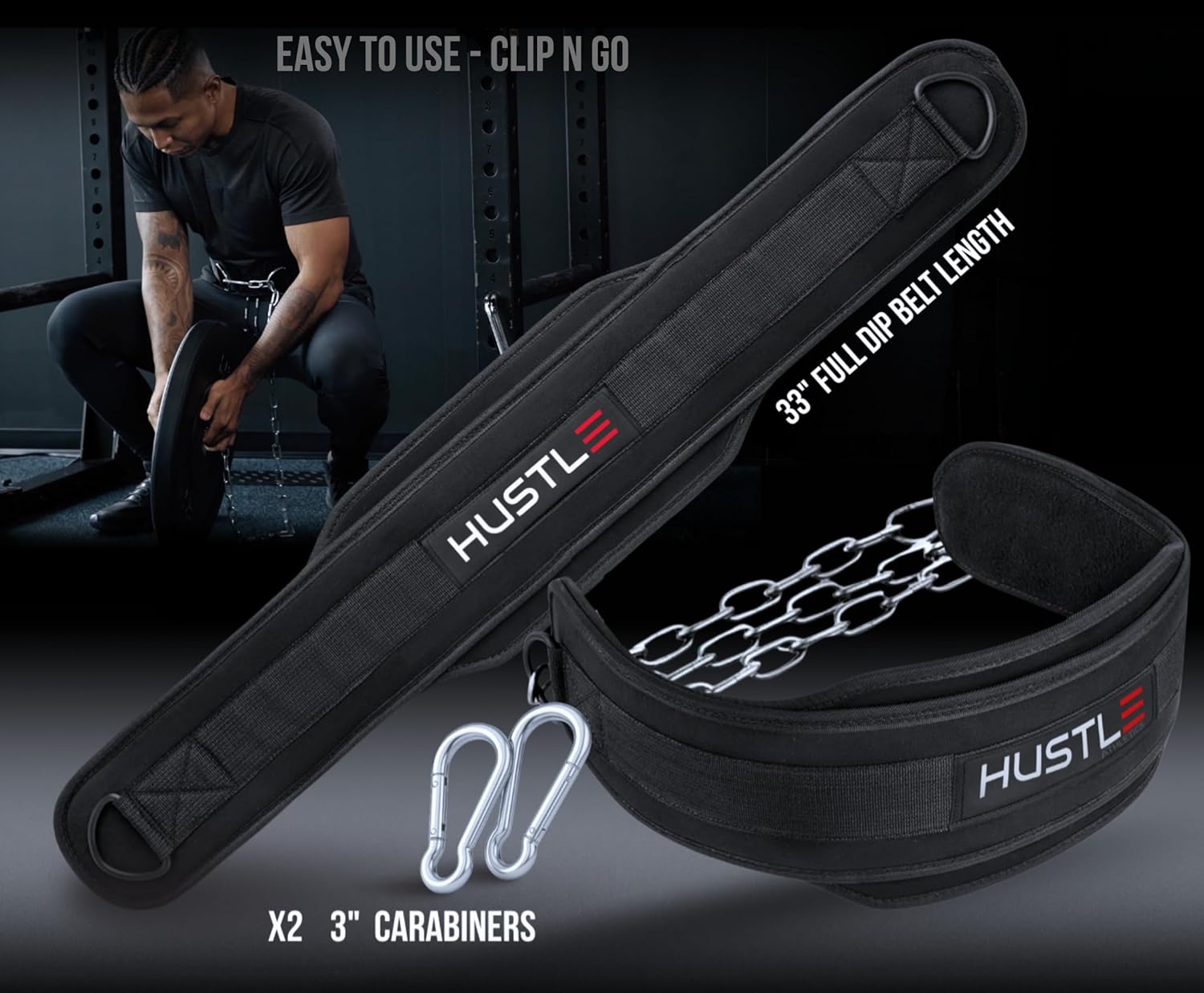 Dip Belt with Chain for Weightlifting – 42in Steel Belt Chain, 7in Padded Back Support, 400lb Capacity – Weighted Belt for Pullups, Dips, Squats – Heavy Duty Weight Belt for Men and Women