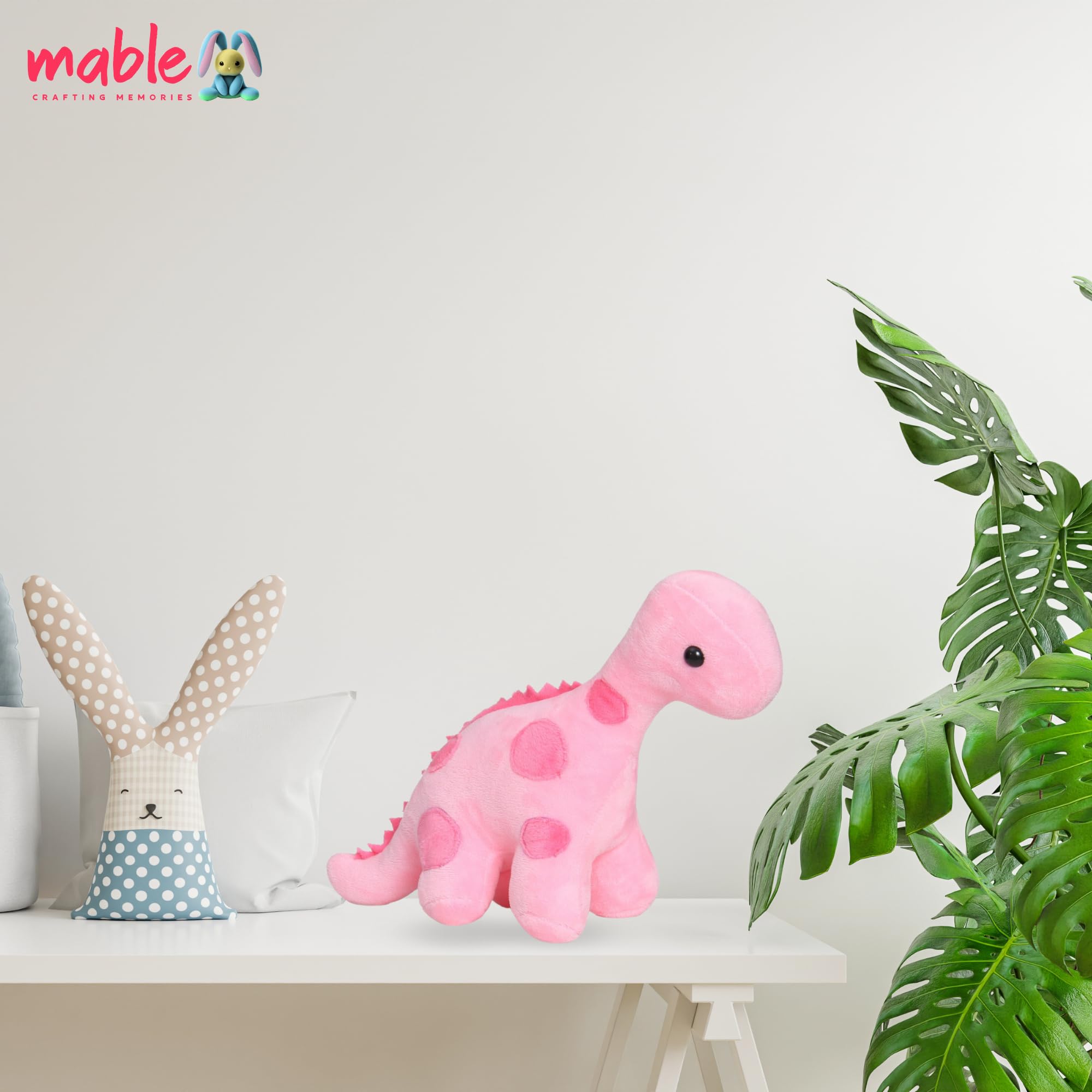 MABLE Millo Dino Soft Toy | Cute Dinosaur Toy for Babies & Kids | Ultra-Soft Stuffed Animal for Boys & Girls | Ideal Gift for Birthdays, Playtime & Nursery Decor (30CM Pink) 2