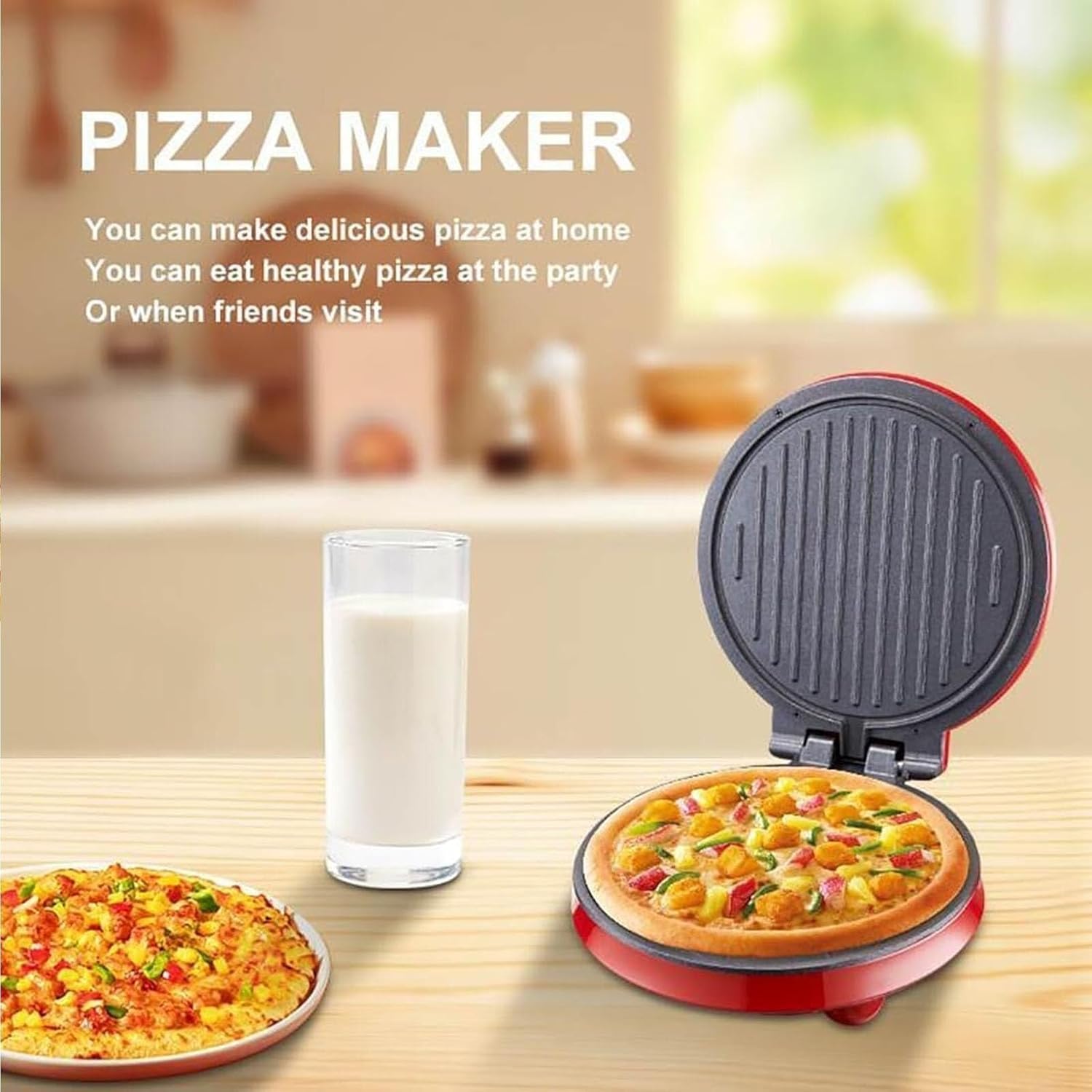 Electric Pizza Maker Electric Pizza Oven,Energy Efficient Maker,Perfect Crepe,Pancake and Omelette Non Stick Fast Heating Multi Cooker