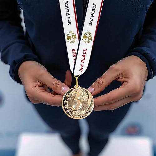 Vista 6 de All Quality 1st 2nd 3rd Place Midnite Star Award Medals - 3 Piece Set (Gold, Silver, Bronze) Includes Neck Ribbon