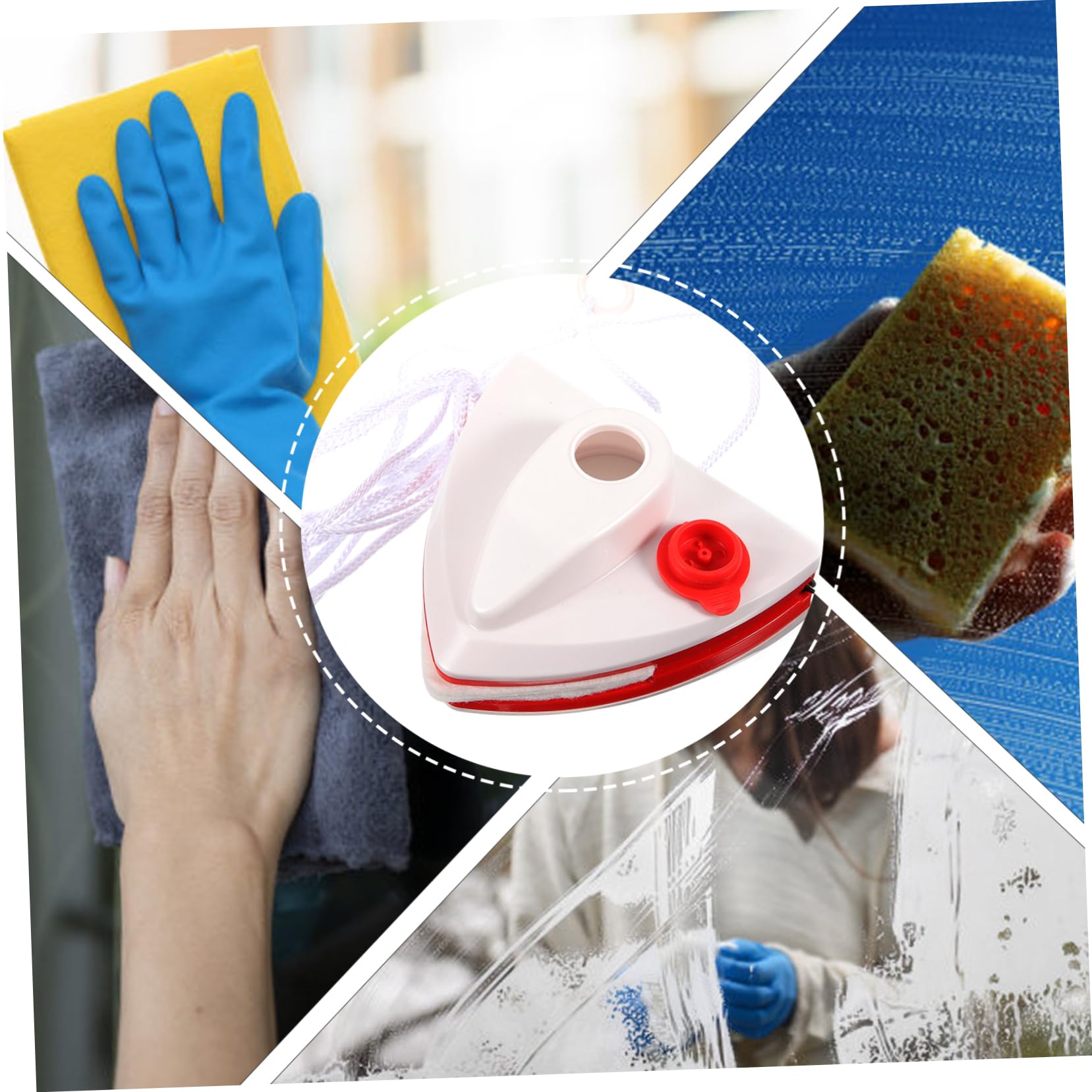 Cabilock Magnetischer Fensterputzer mit Starkem Magnet und Praktischem Abs Material Doppelseitiger Glasreiniger für Zuhause Weißer Dreieckiger Fensterwischer für Fenster und Terrassentüren