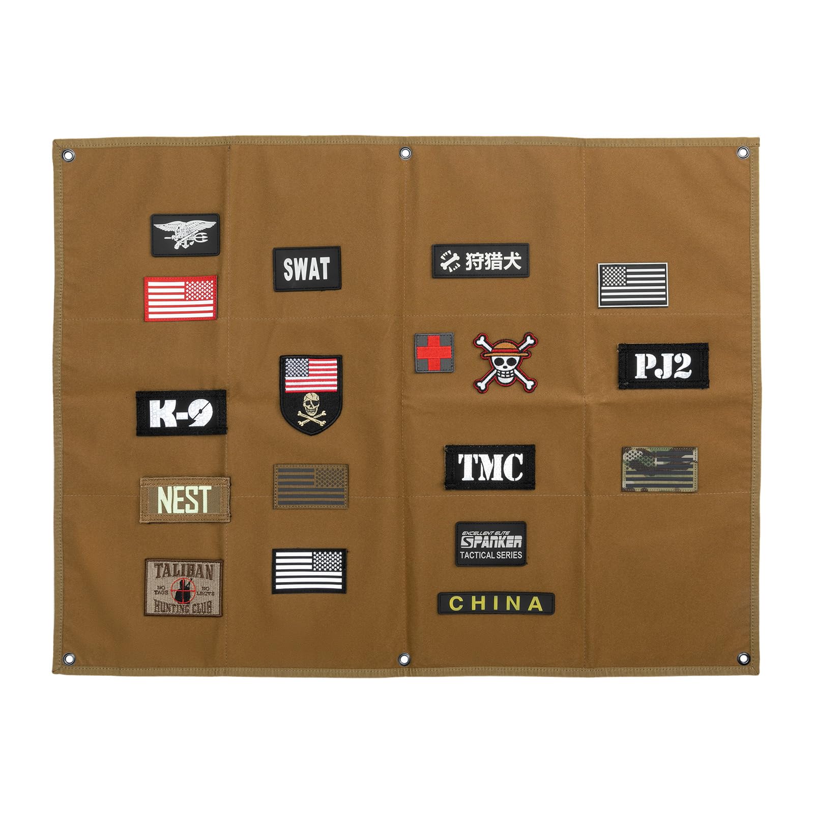 EXCELLENT ELITE SPANKER Tactical Patchs Display Board Foldable Military Patch Holder Panel (Coyote Brown, L)