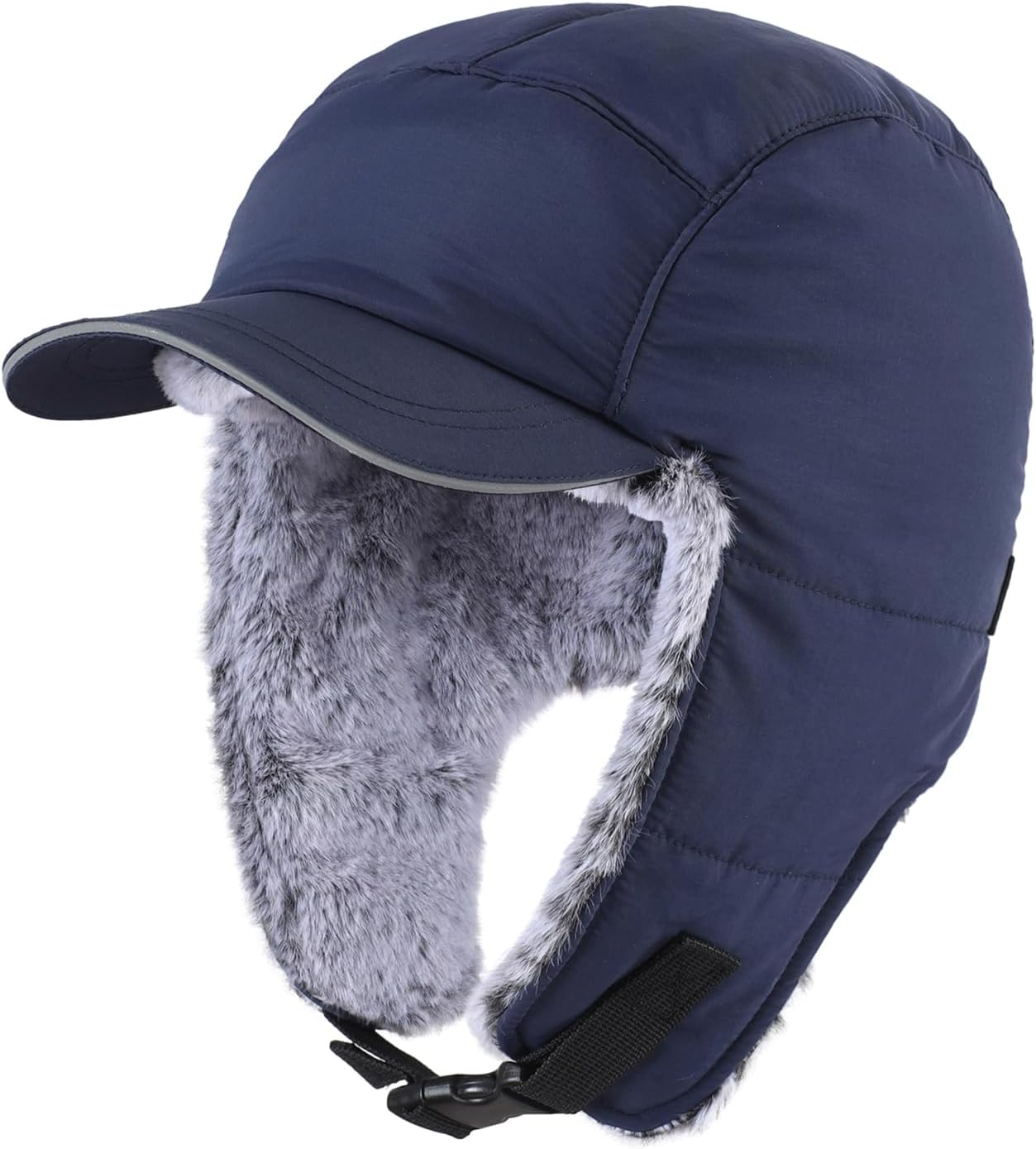 Men's Trapper Hat with Ear Flaps Winter Warm Hat Windproof, Water Repellent, Reflective, Faux Fur Fully Lined