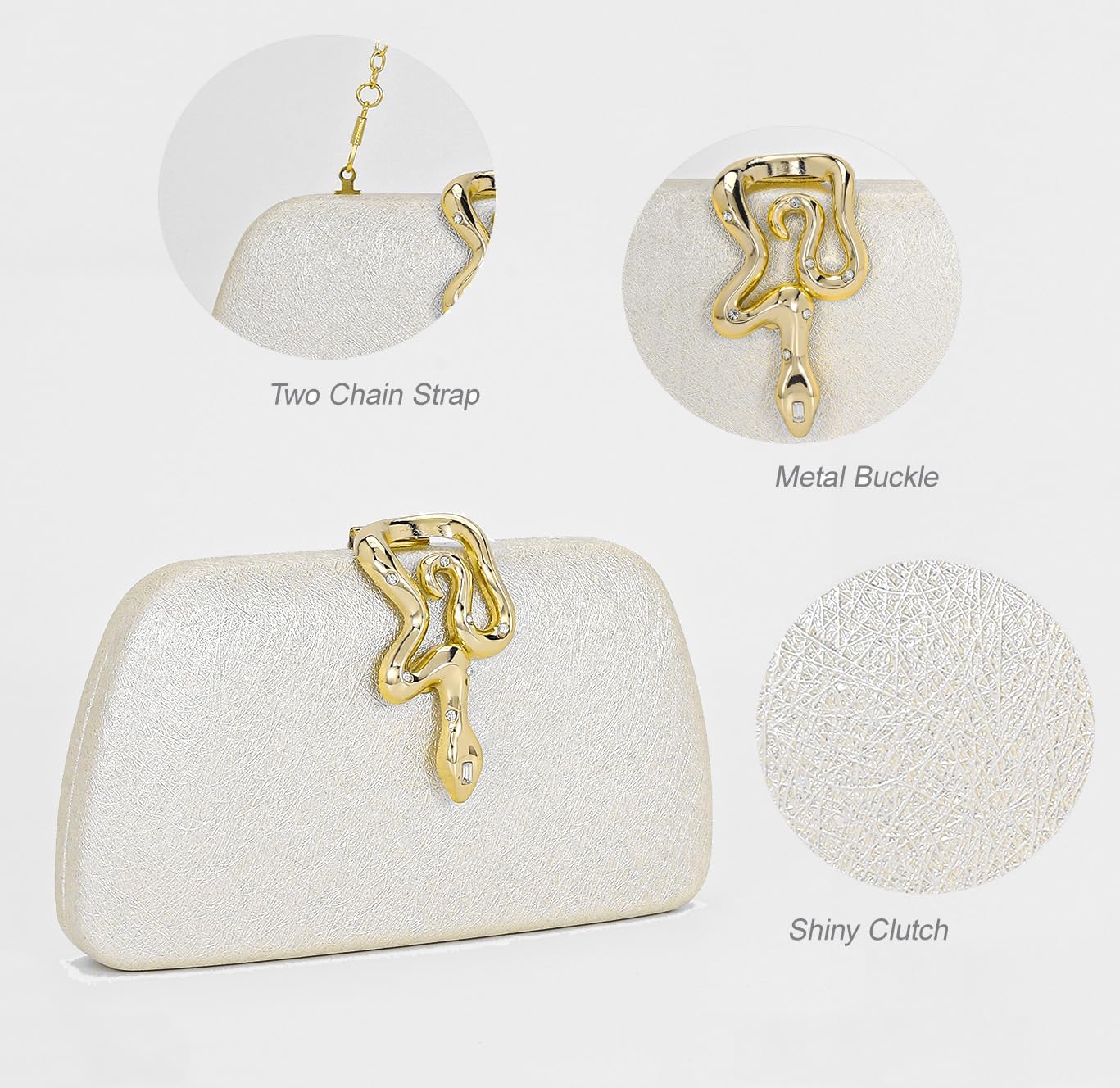 Glitter Evening Bag Clutch Purses for Women Formal Elegant Wedding Party Prom Clutch Handbag
