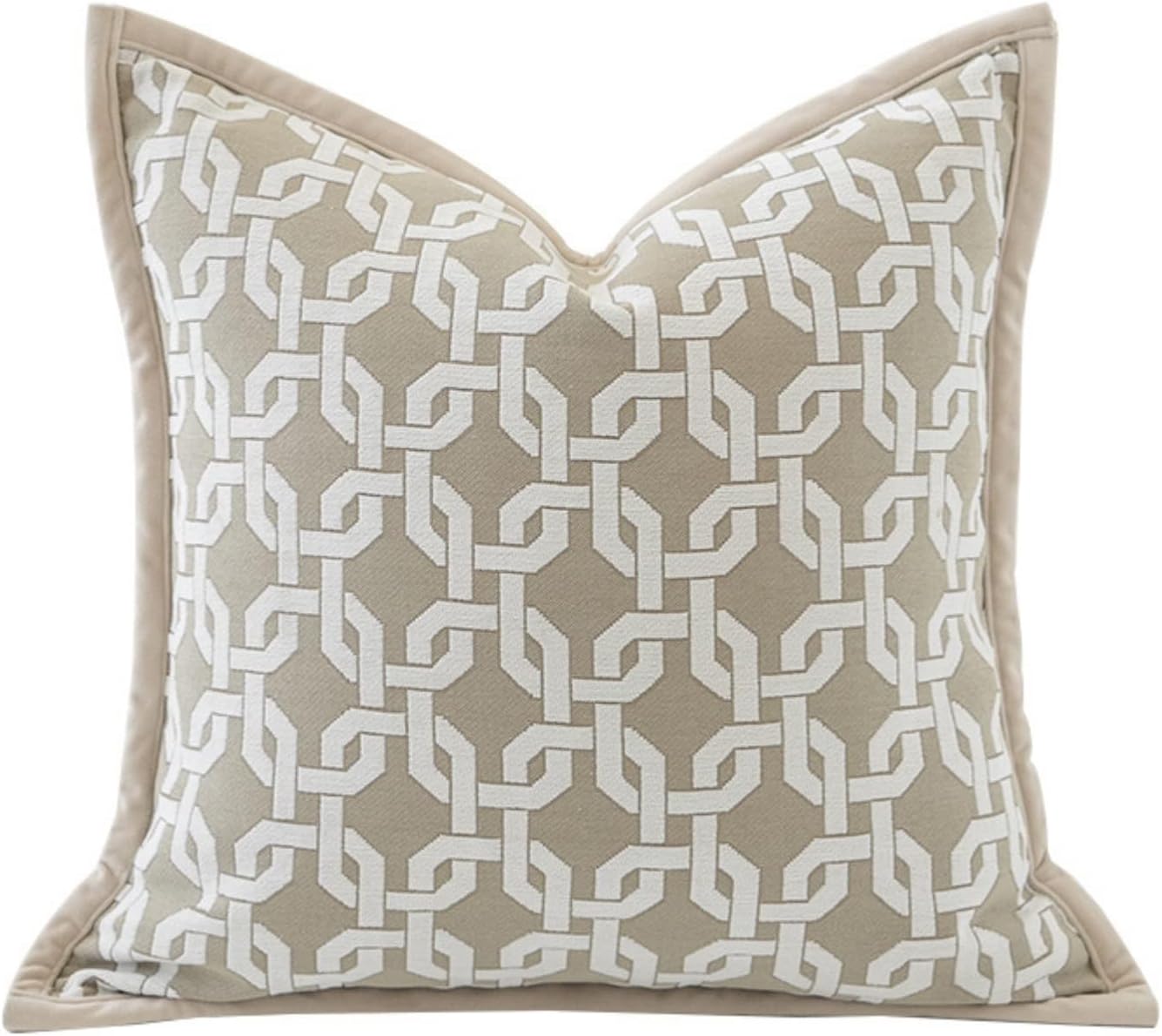 20x20'' Inches Throw Pillow Cushion Cover - Chain Pattern Chenille Jacquard Embroidey Luxury Modern Style Couch Sofa Pillow Covers for Living Room Bedroom