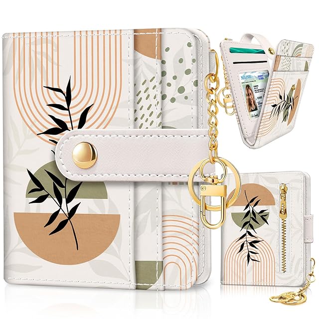 Jogjam Abstract Boho Leaves Rfid Ladies Wallet Small Slim Thin Compact Credit Card Women Wallet PU Leather Bifold