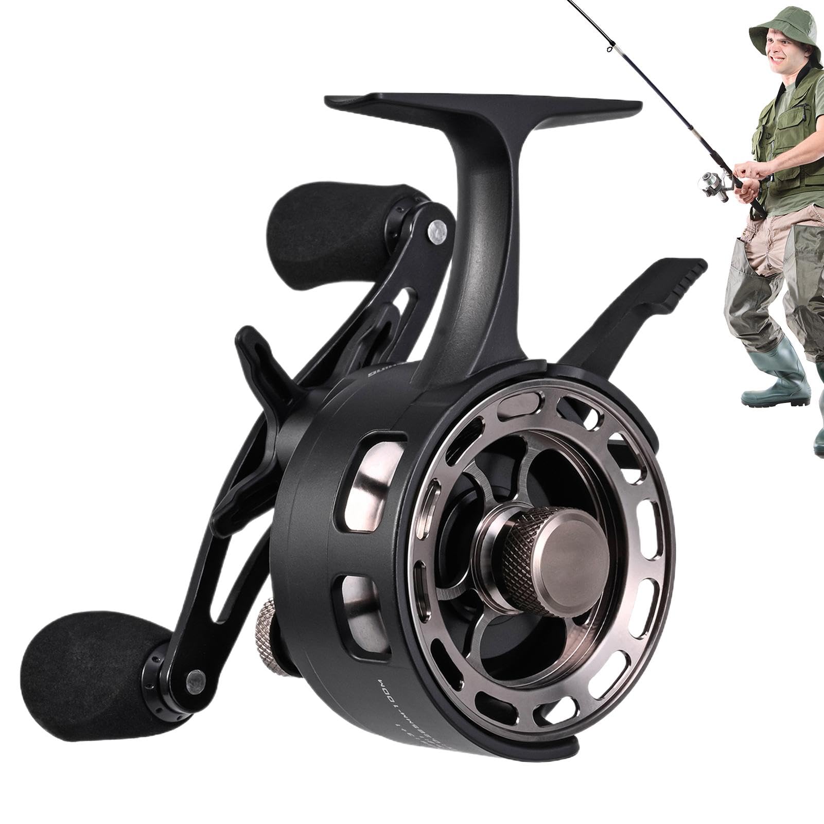 Carrete de pesca en hielo | Carrete de freespool en línea | Equipo de pesca resistente al desgaste, carrete de pesca en hielo de gran diámetro con carrete de metal resistente al desgaste 3+1 Bb