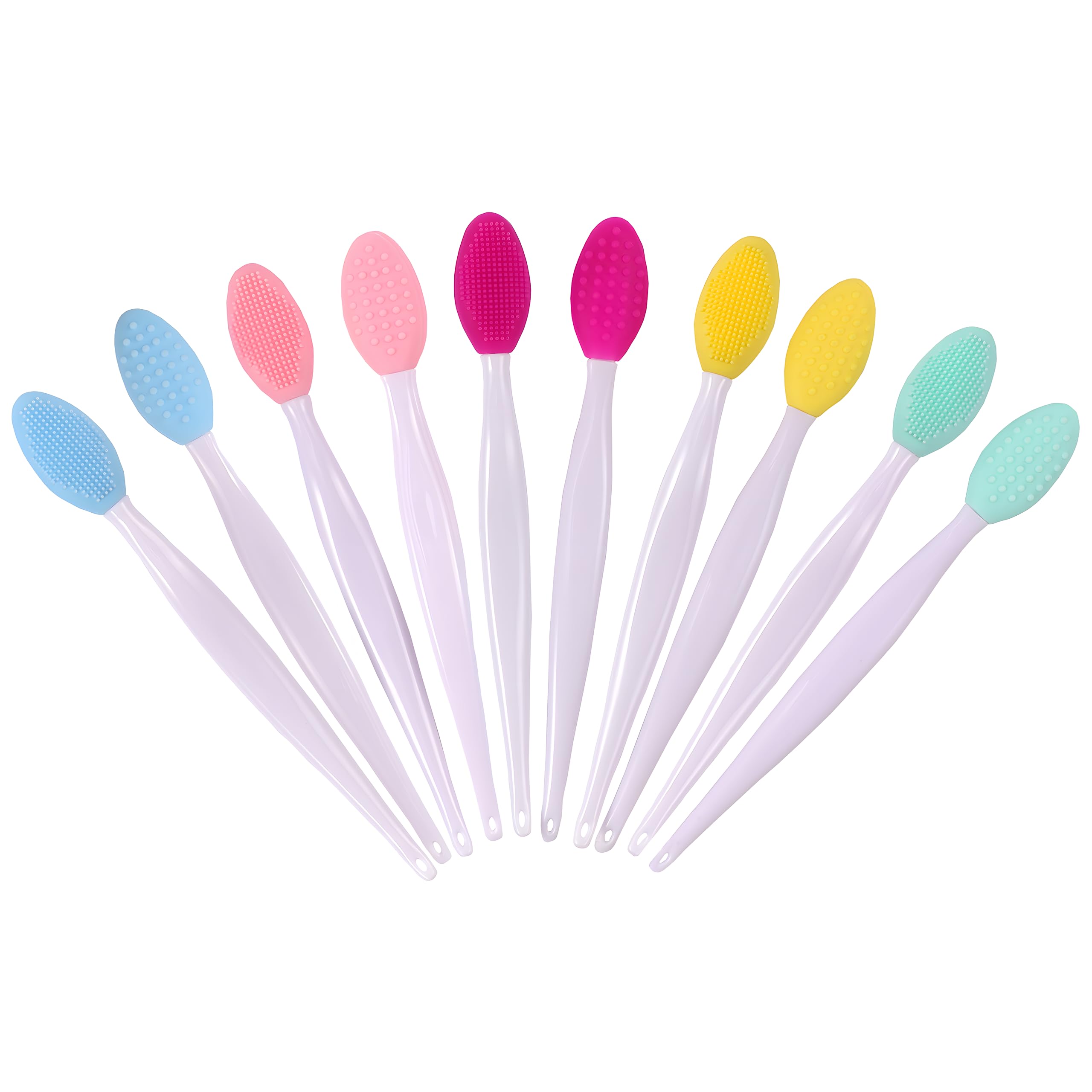 10pcs Silicone Lip Brush Exfoliating Nose Clean Blackhead Removal Brushes with Replacement Head Wash Face Cleansing Brush Tools