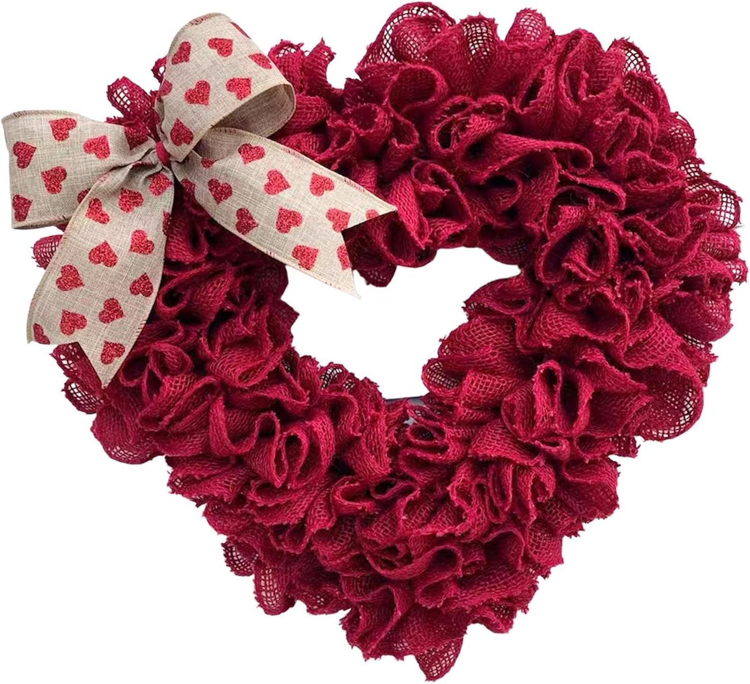 Ghirlanda da appendere alla porta d'ingresso, a forma di cuore, per San Valentino, festa di nozze, decorazione da appendere, 40 cm