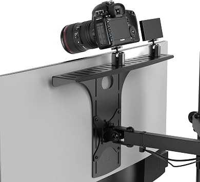 HumanCentric DSLR Monitor Mount Large, Desk Camera Mounting, Light Webcam, Microphone Shelf for Monitor VESA Arm, Replace Clamp Tripods, 100x100mm Patterns, Aluminum, Hardware Included