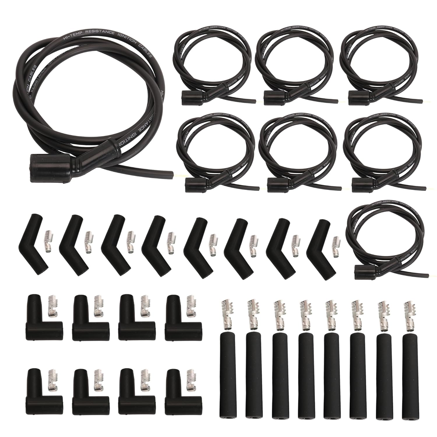 5ft Spark Plug Wire Set for LS, for LT, for LS1/LS2/LS3/LQ4/LQ9/LM7/LM4/LS6/LC9/LY6/LH8/LMG/L99, Coil Spiral Core Straight 90 135 Boots, #5.3/5.7/6.0/6.2L# Replace for 551083