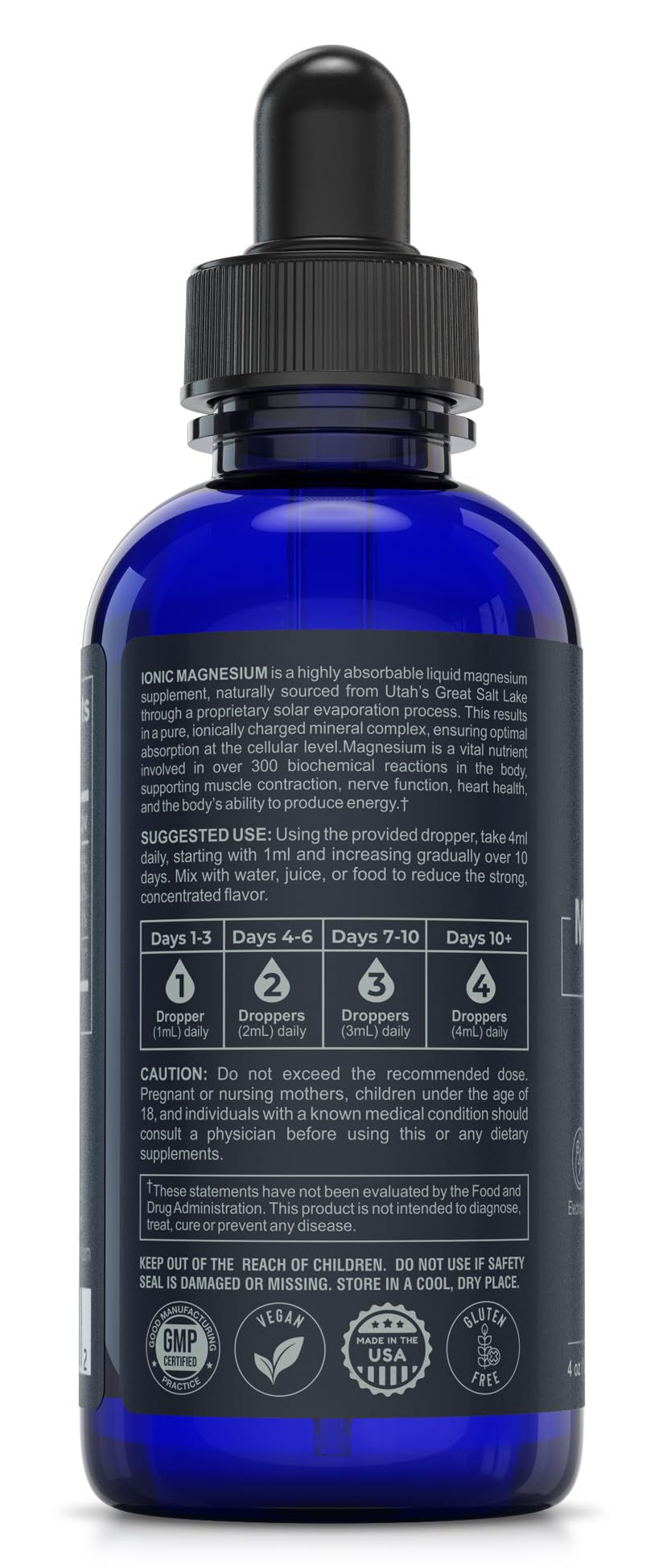 Ionic Magnesium Drops 440 mg- 4oz (48 Servings) Concentrate from Utah’s Great Salt Lake | Liquid Magnesium Supplement for Vitality & Hydration Support - Muscle, Bone & Nerve Function — Amazon image 3