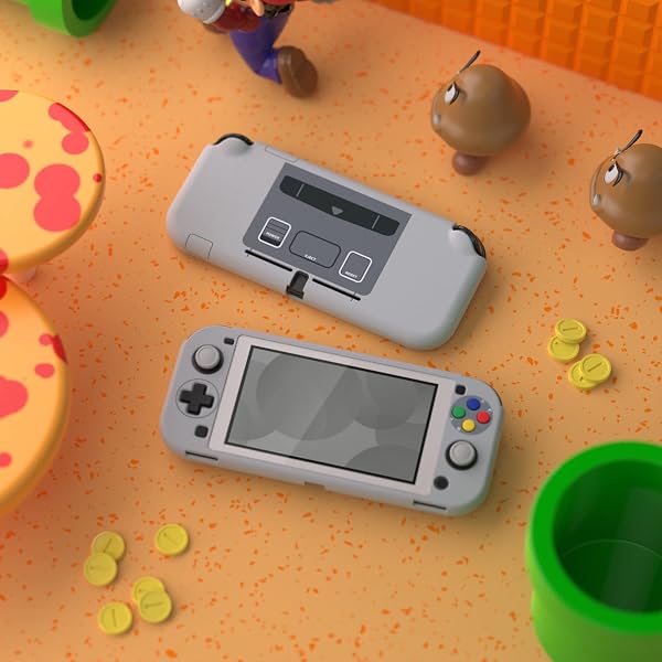 eXtremeRate PlayVital Funda para Nintendo Switch Lite, Carcasa Protectora con Protector de Pantalla de Vidrio Templado, Protector Duradero, Accesorios para Switch Lite (Clásico SFC SNES EU) - 4
