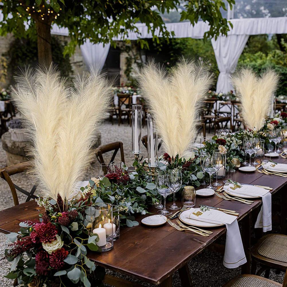 6 Stück Künstliche Pampasgras-Stiele, 45 Cm – Flauschige Deko Für Zuhause, Hochzeit & Events