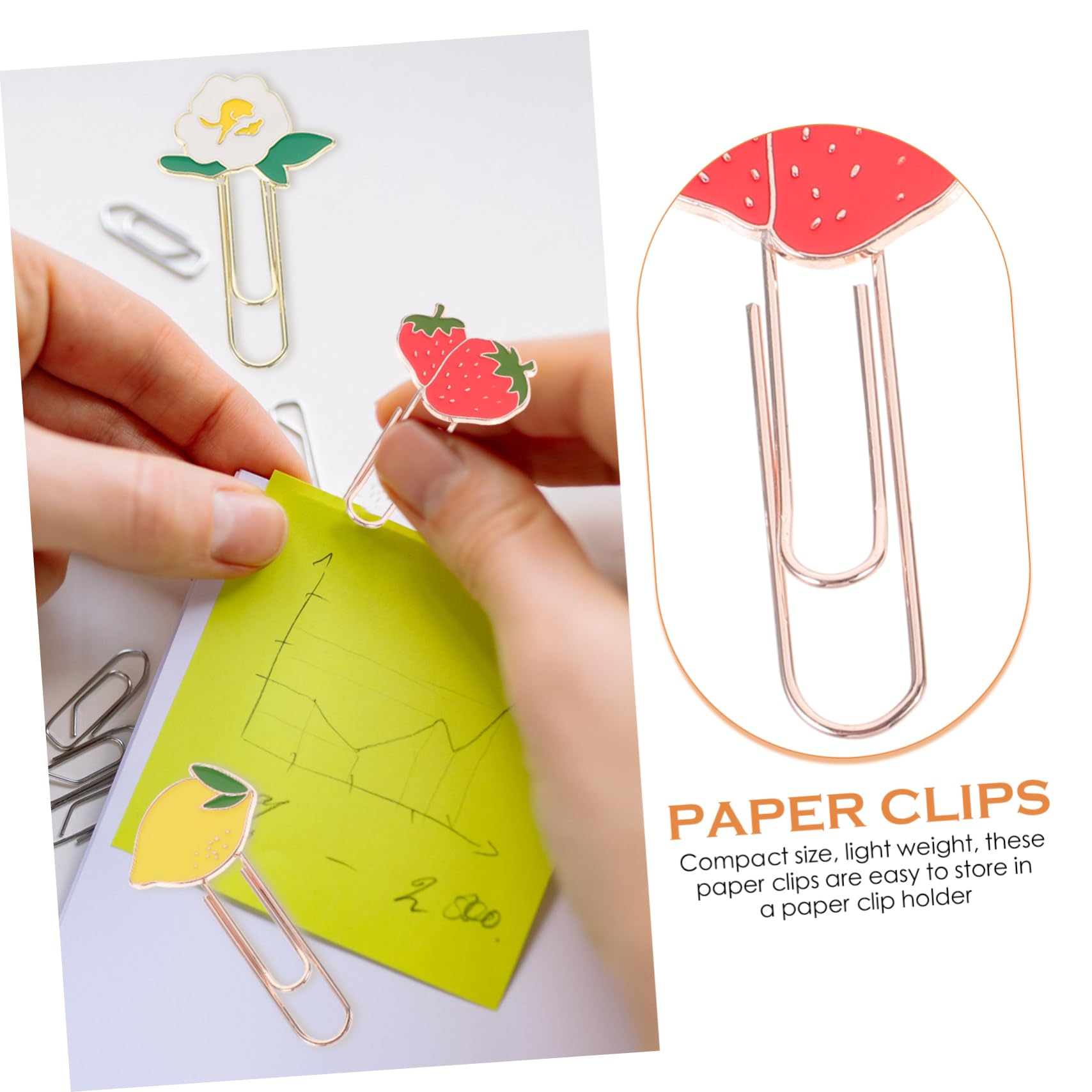 Gadpiparty 4 Set Segnalibro Di Clip Di Carta Da Frutto Graffetta Per Fogli Ufficio Clip Di Carta Decorativa Documento Adornare Graffette Piccole Clips in Metallo Lega Di Zinco 6 Pezzi*4