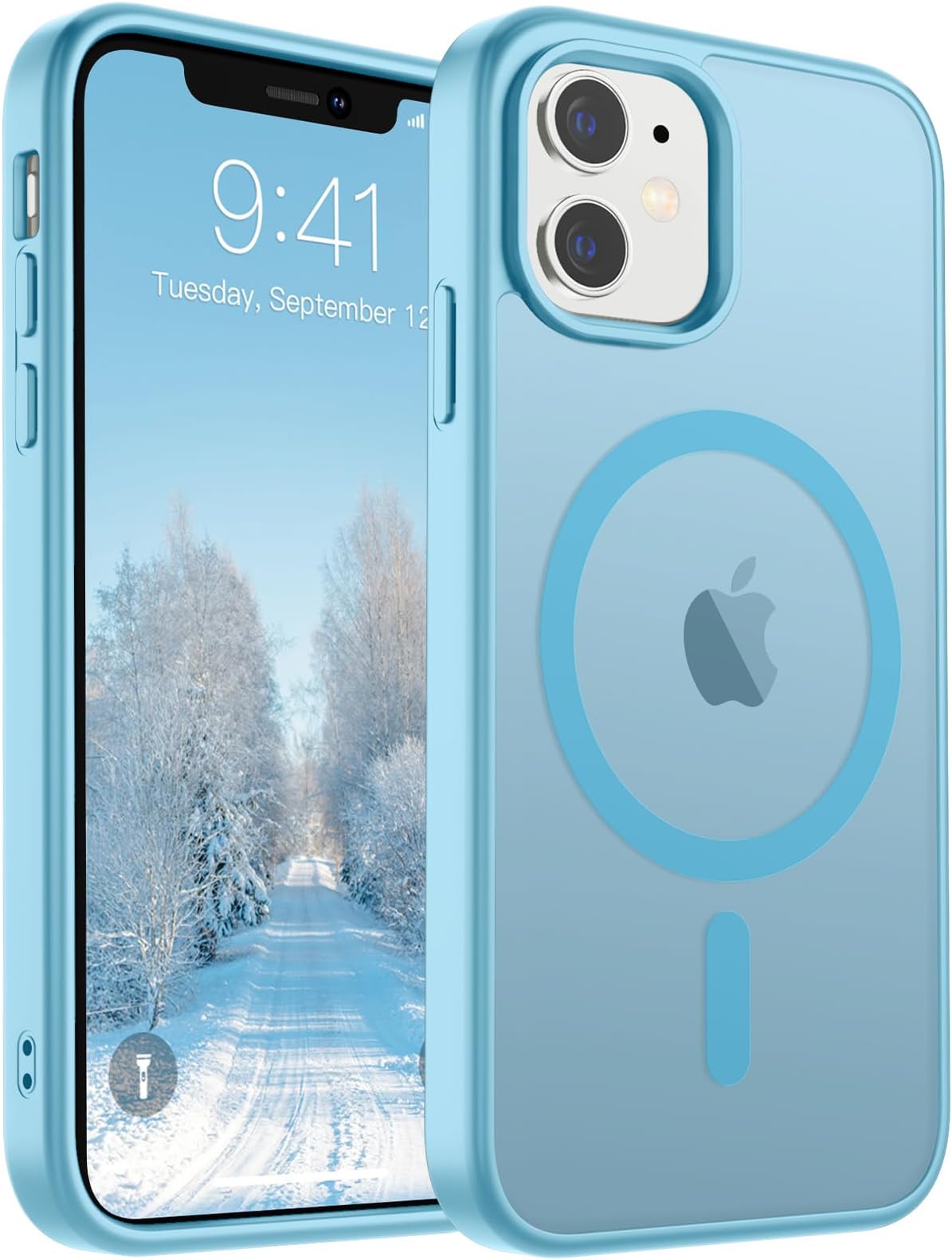 SUPFINE Magnetic for iPhone 11 Phone Case (Compatible with MagSafe)(10 FT Military Grade Drop Protection) Slim Translucent Matte Shockproof with Anti-Fingerprint Phone Case, Light Blue