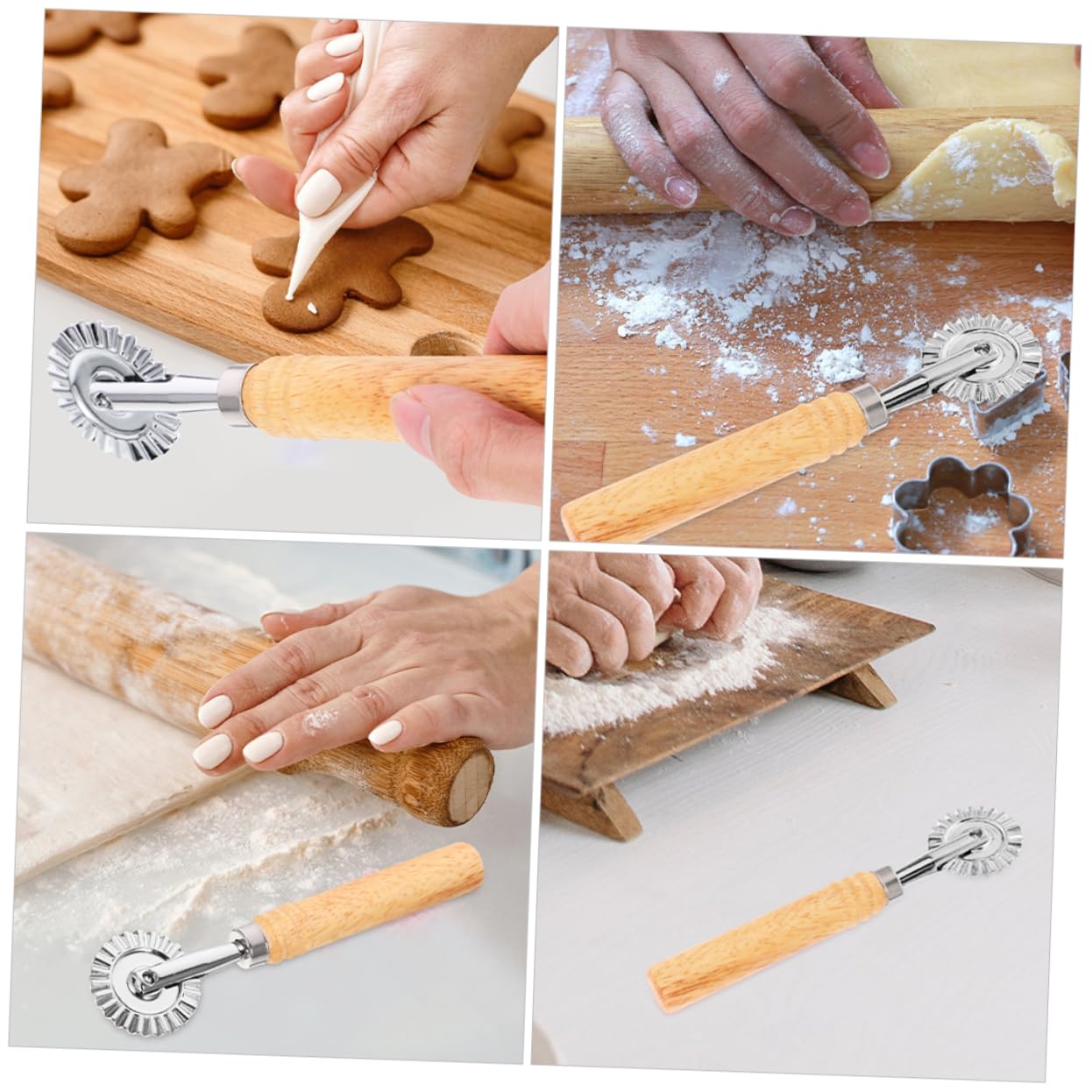 VINTORKY Wood Alloy Cookie Cutter Set Biscuit Lattice Pastry Cutter for Beginners