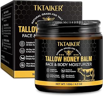 TKTALKER Beef Tallow for Skin,Beef Tallow for Face,Hydrating Tallow Balm with Raw Honey and Beeswax-Raw Batana Oil for Hair Growth