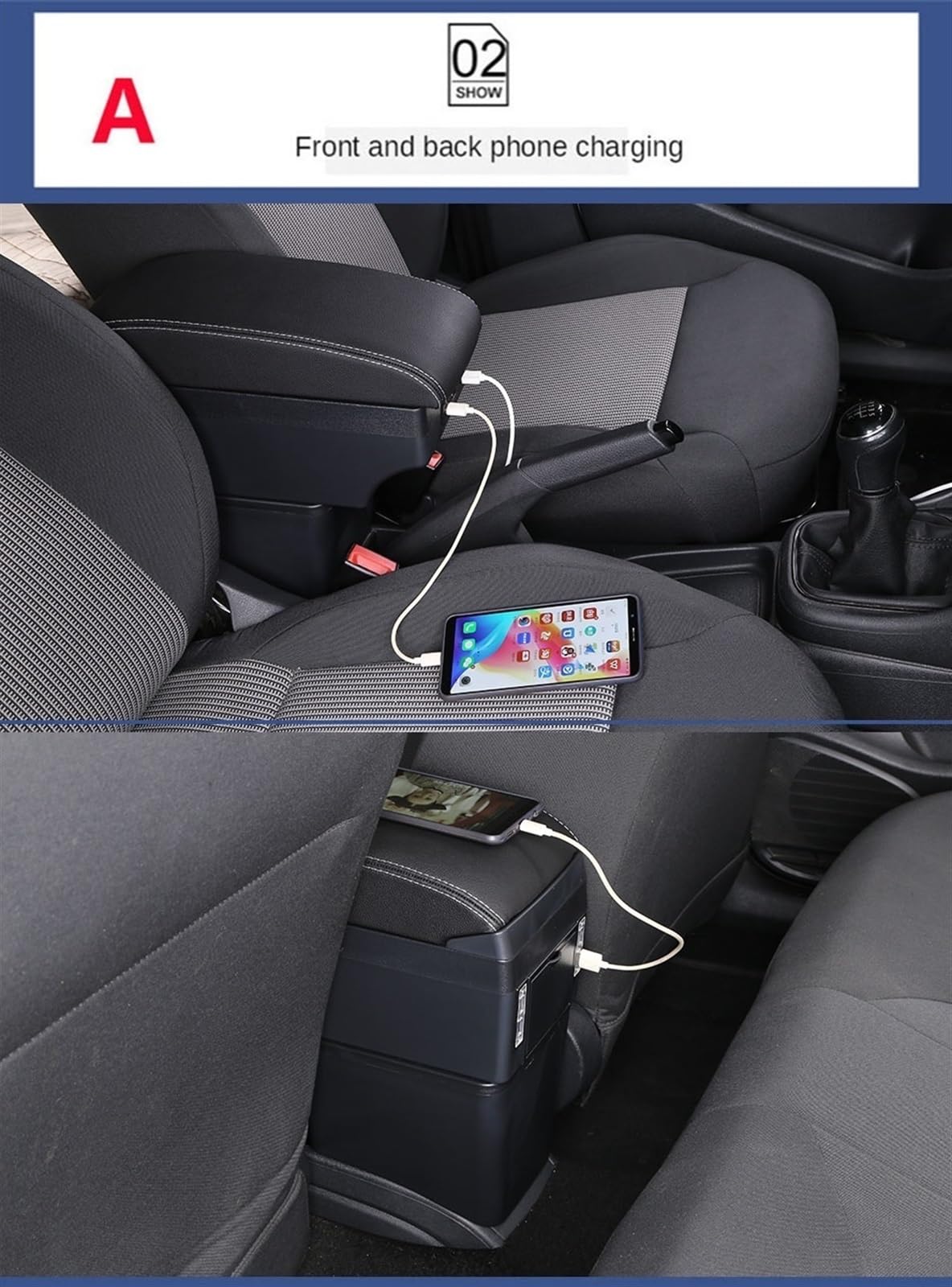 boîte accoudoir Voiture Compatible avec Peugeot 206 Plus Accoudoir