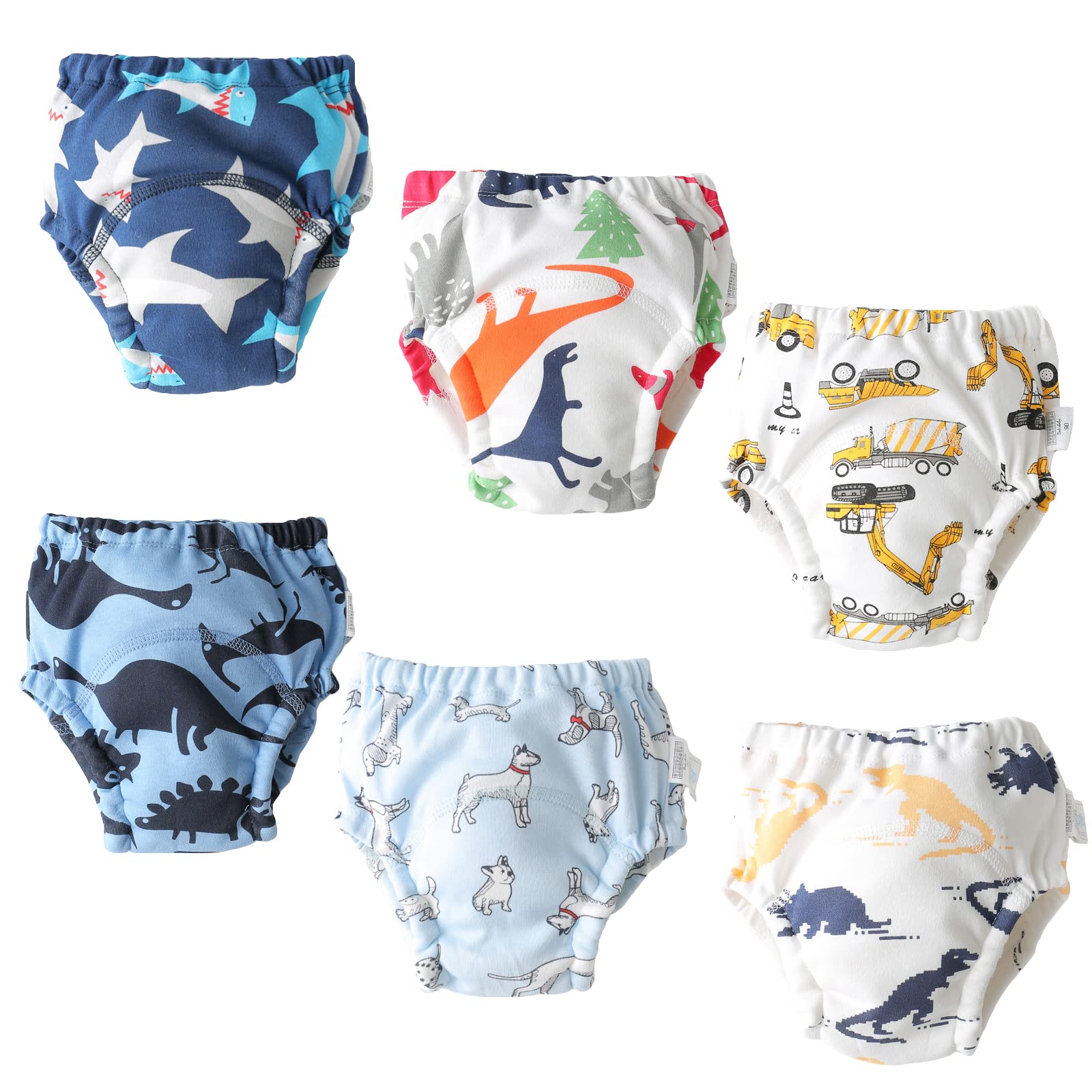Lot de 6 Culotte Apprentissage Propreté pour Bébé,Culottes Lavable Coton Réutilisation sous-Vêtements d'apprentissage Garcon Fille 1-5 Ans