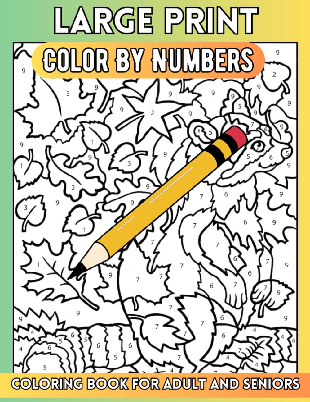 large print color by number coloring book for adult and Seniors