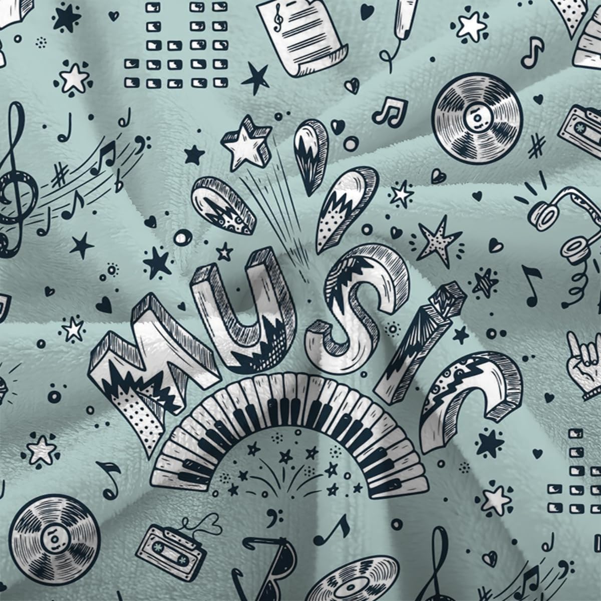 3D Couverture Musique 220x240cm Microfibre Flanelle Douce et Chaude Polaire Plaid Couverture Musiknote Blanket Lumière pour Lit Canapé La Chambre Coucher Voyages(Image 1-3)